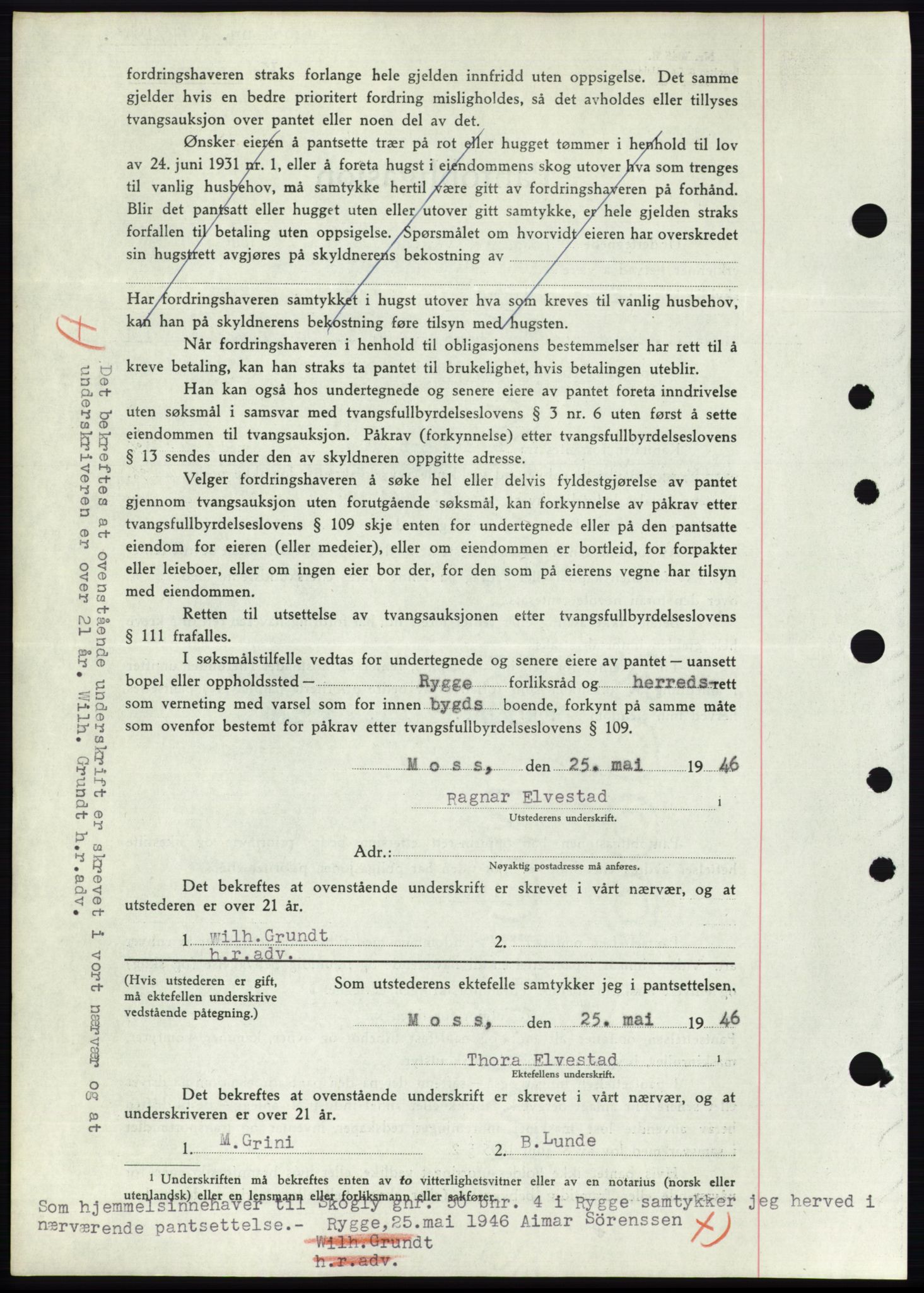Moss sorenskriveri, SAO/A-10168: Mortgage book no. B15, 1946-1946, Diary no: : 1154/1946