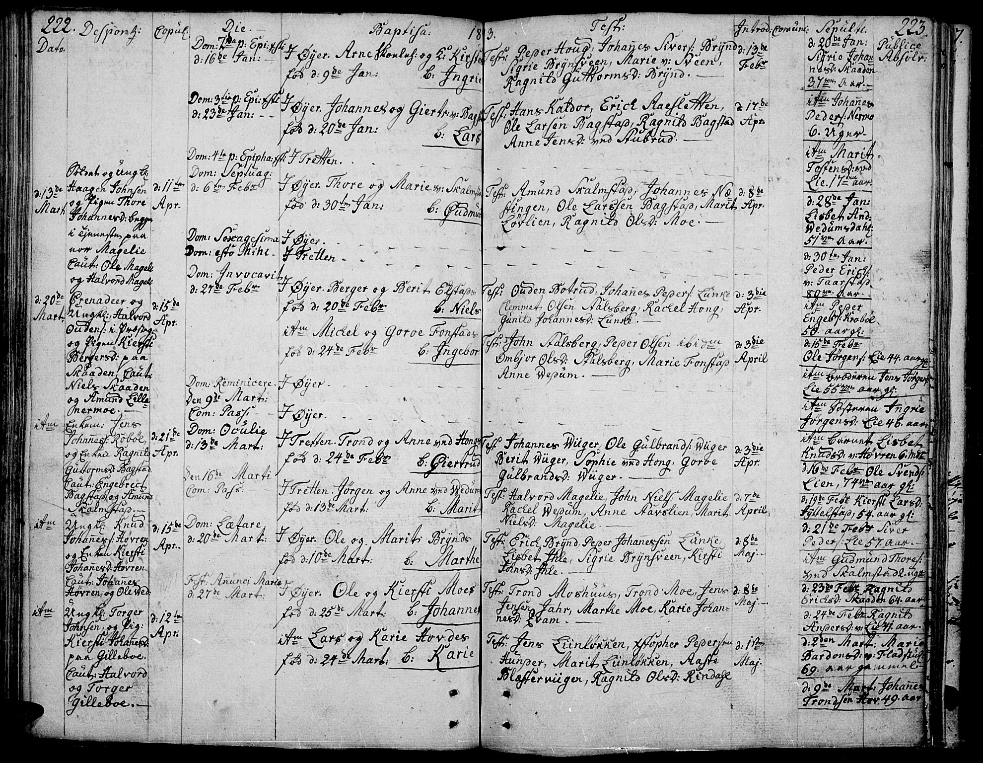 Øyer prestekontor, AV/SAH-PREST-084/H/Ha/Haa/L0003: Parish register (official) no. 3, 1784-1824, p. 222-223