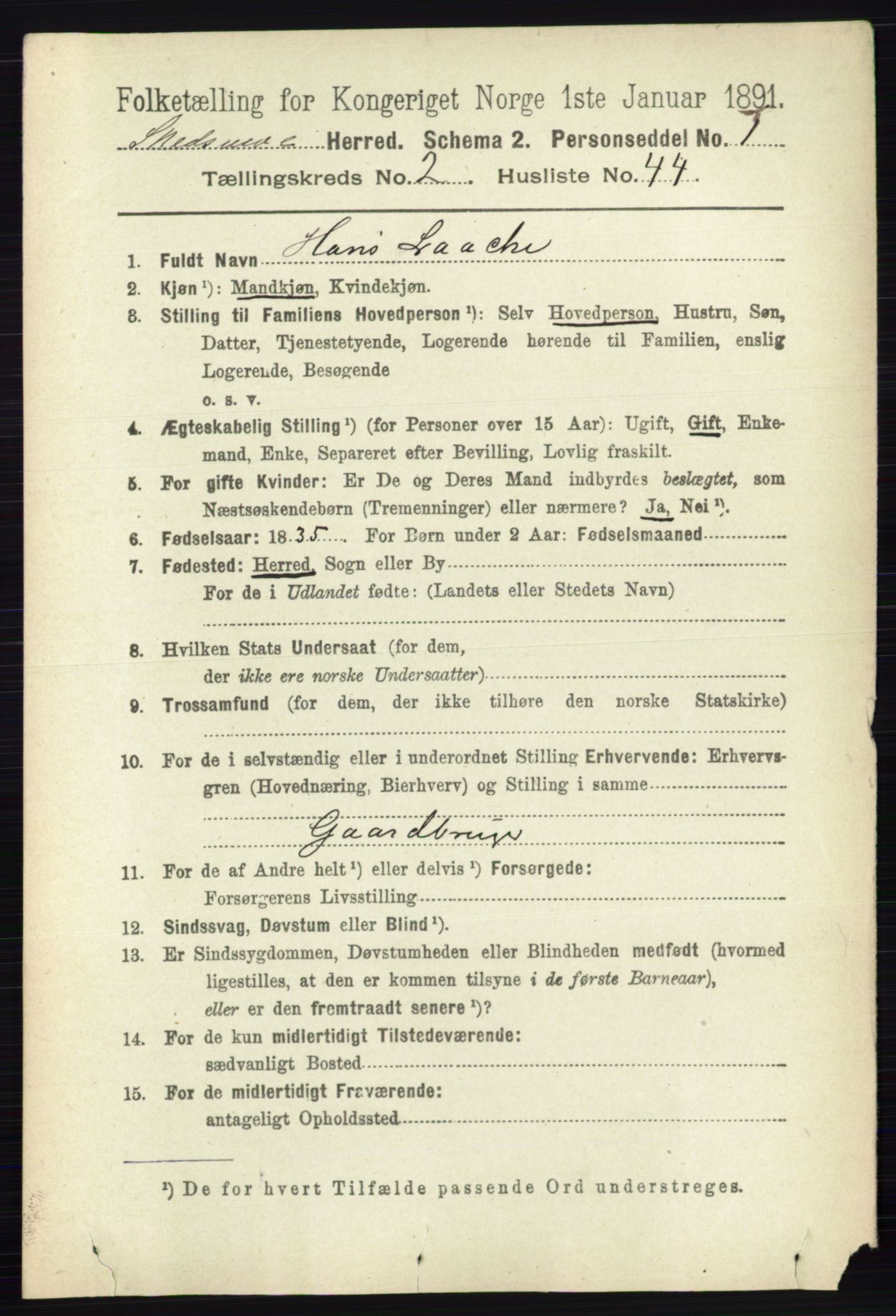 RA, 1891 census for 0231 Skedsmo, 1891, p. 892
