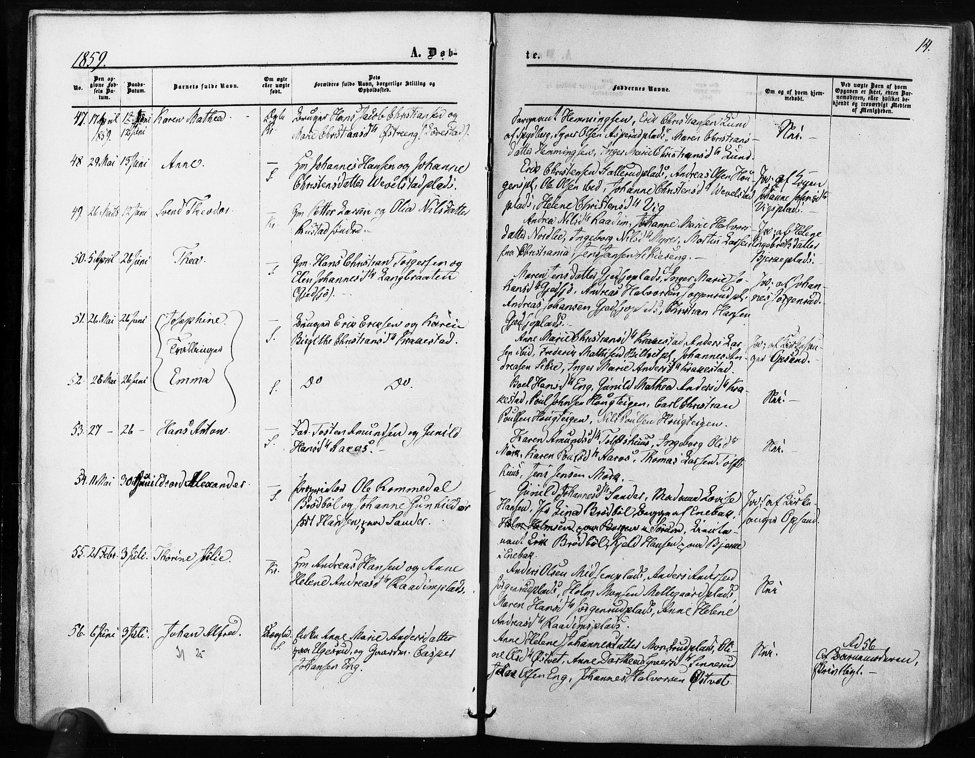 Kråkstad prestekontor Kirkebøker, SAO/A-10125a/F/Fa/L0007: Parish register (official) no. I 7, 1858-1870, p. 14