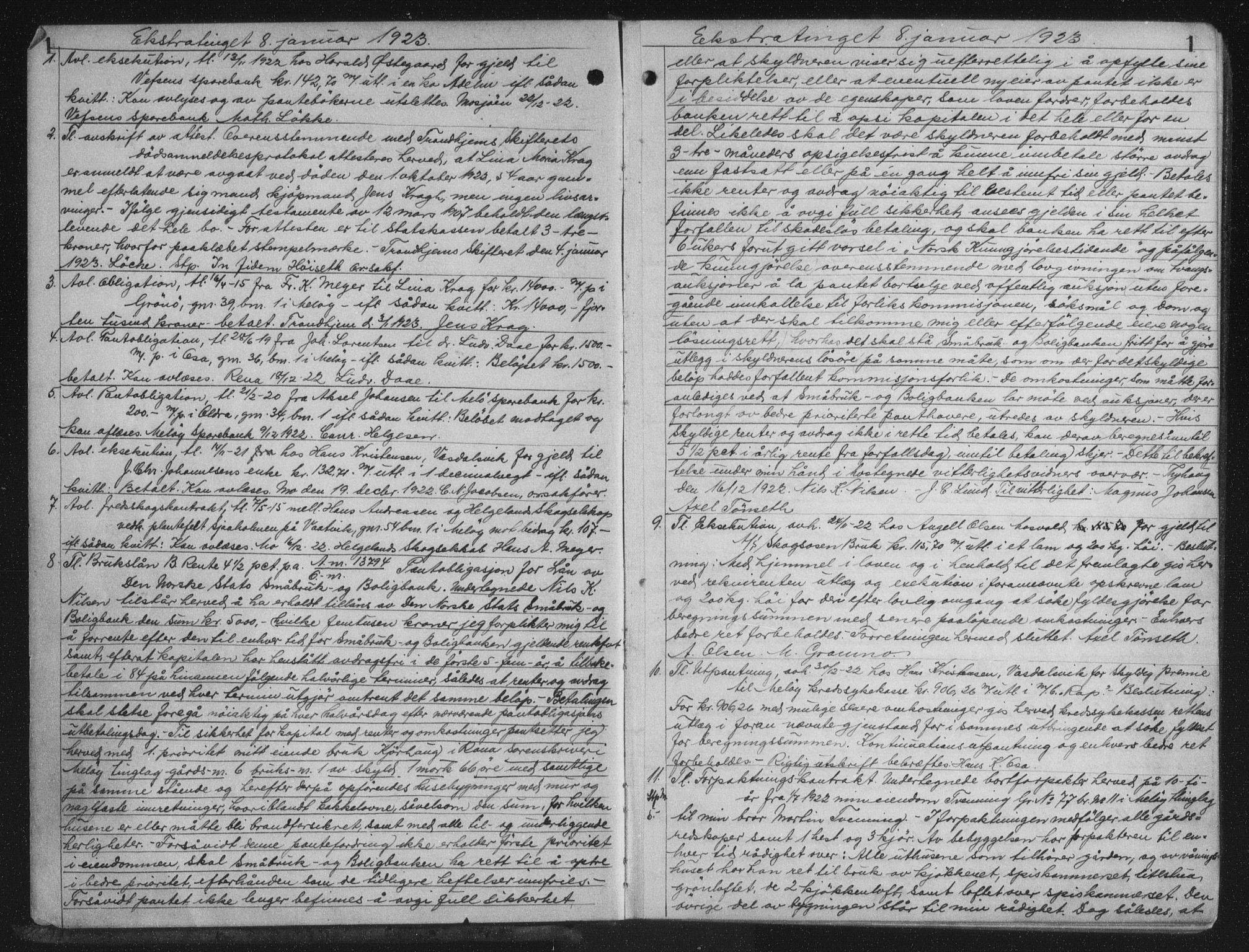 Rana sorenskriveri , AV/SAT-A-1108/1/2/2C/L0018: Mortgage book no. 18, 1923-1928, p. 1, Deed date: 08.01.1923