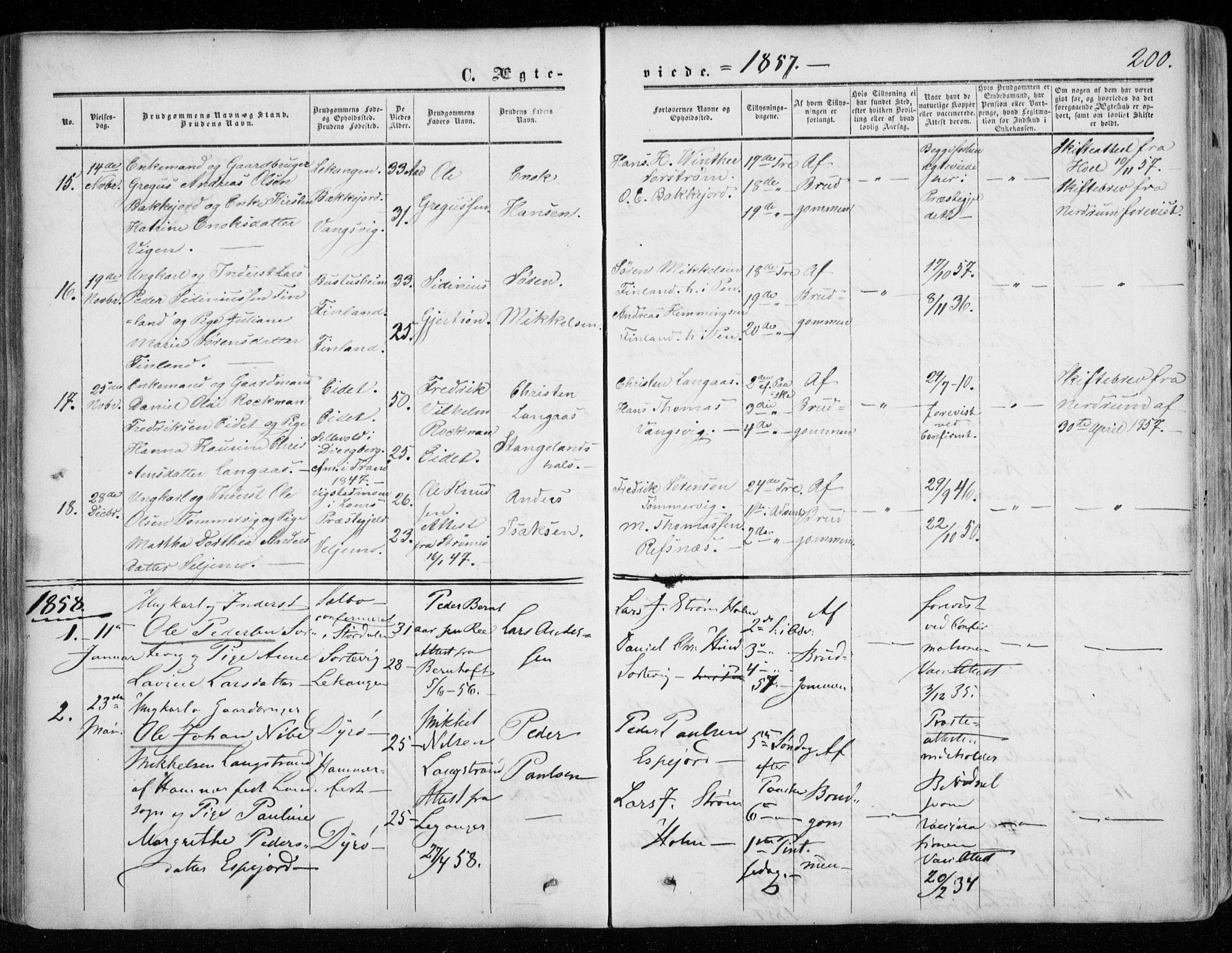 Tranøy sokneprestkontor, SATØ/S-1313/I/Ia/Iaa/L0007kirke: Parish register (official) no. 7, 1856-1866, p. 200