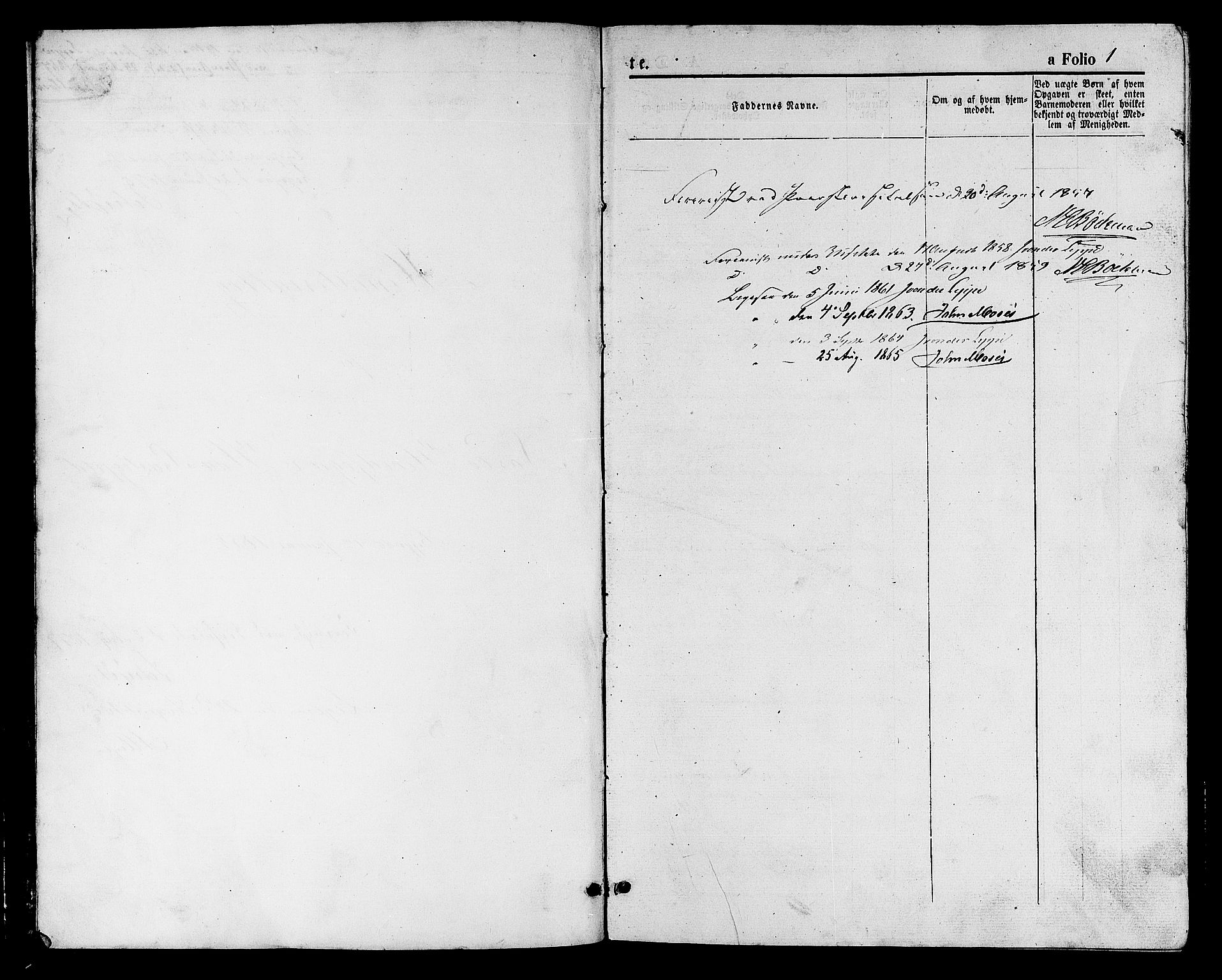Hå sokneprestkontor, AV/SAST-A-101801/001/30BB/L0001: Parish register (copy) no. B 1, 1854-1883, p. 1