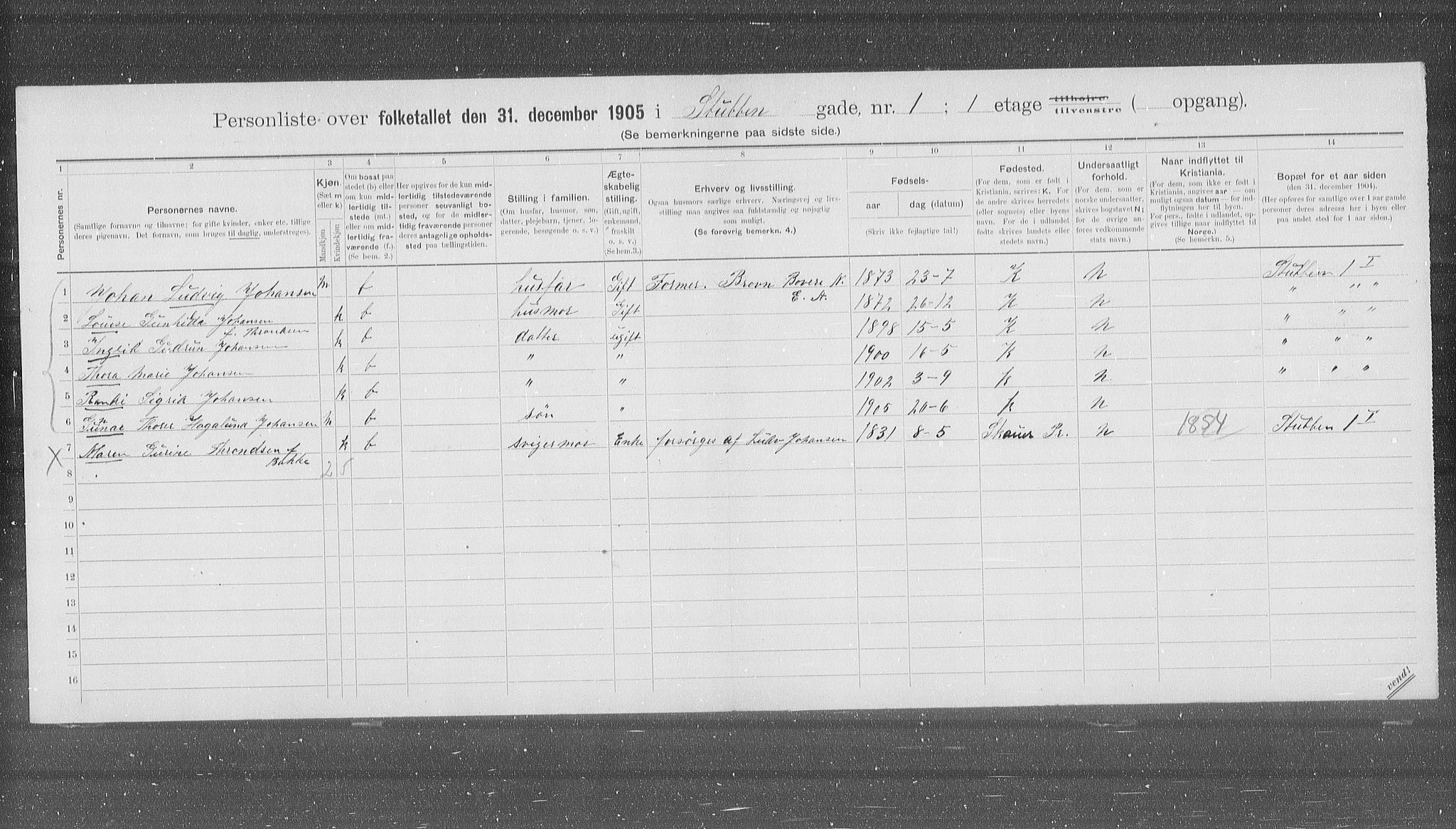 OBA, Municipal Census 1905 for Kristiania, 1905, p. 54668