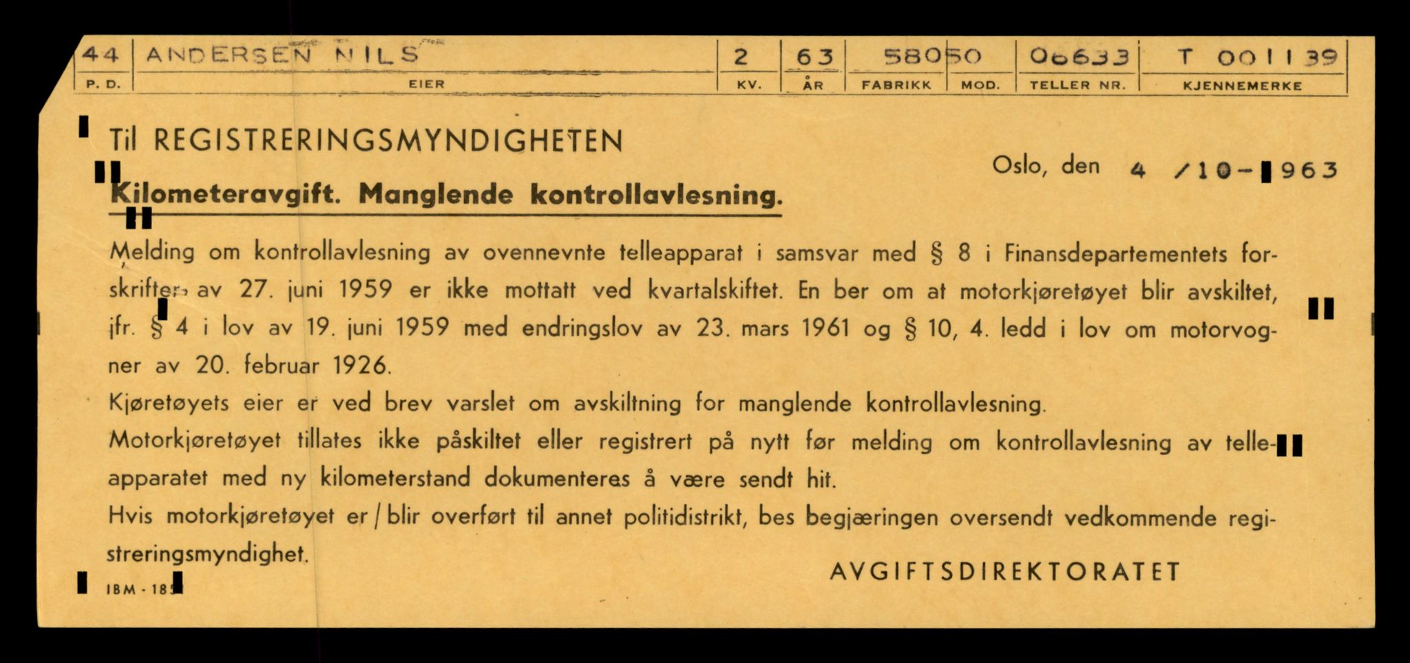 Møre og Romsdal vegkontor - Ålesund trafikkstasjon, AV/SAT-A-4099/F/Fe/L0010: Registreringskort for kjøretøy T 1050 - T 1169, 1927-1998, p. 2483