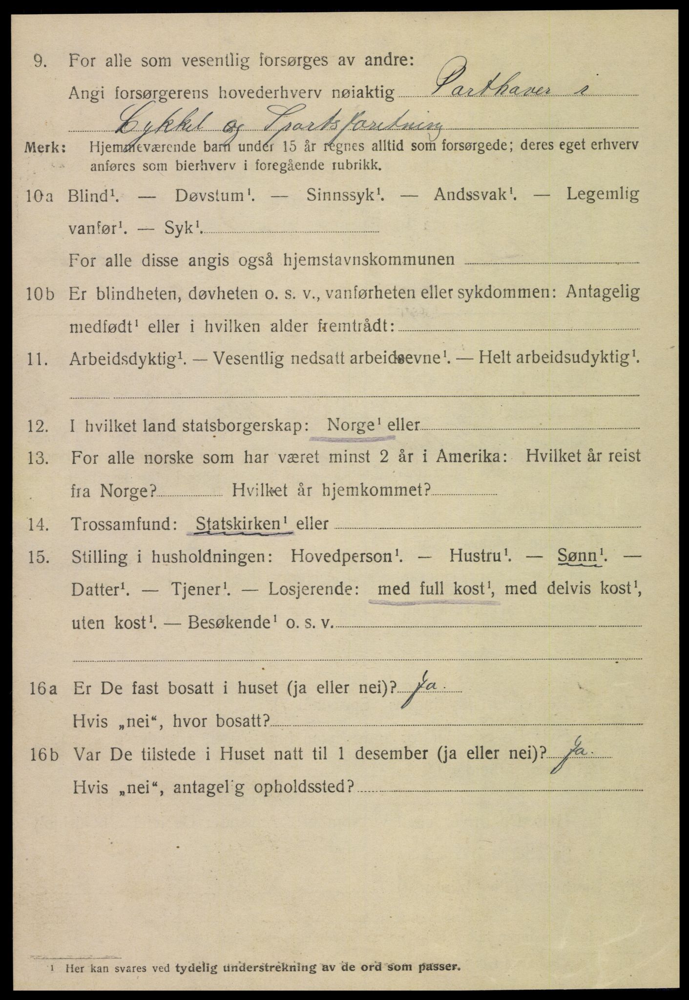 SAT, 1920 census for Steinkjer, 1920, p. 5721