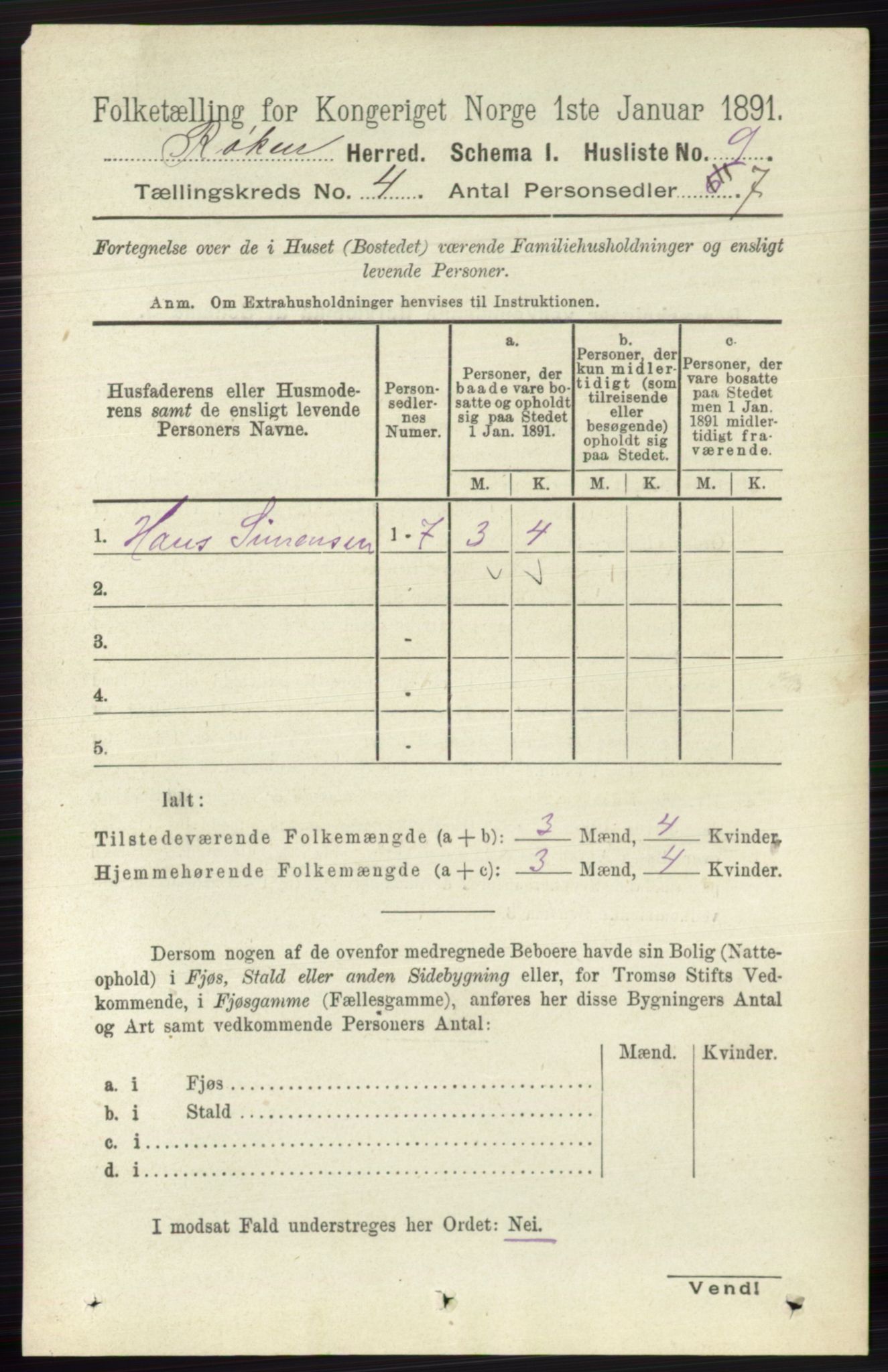 RA, 1891 census for 0627 Røyken, 1891, p. 1741