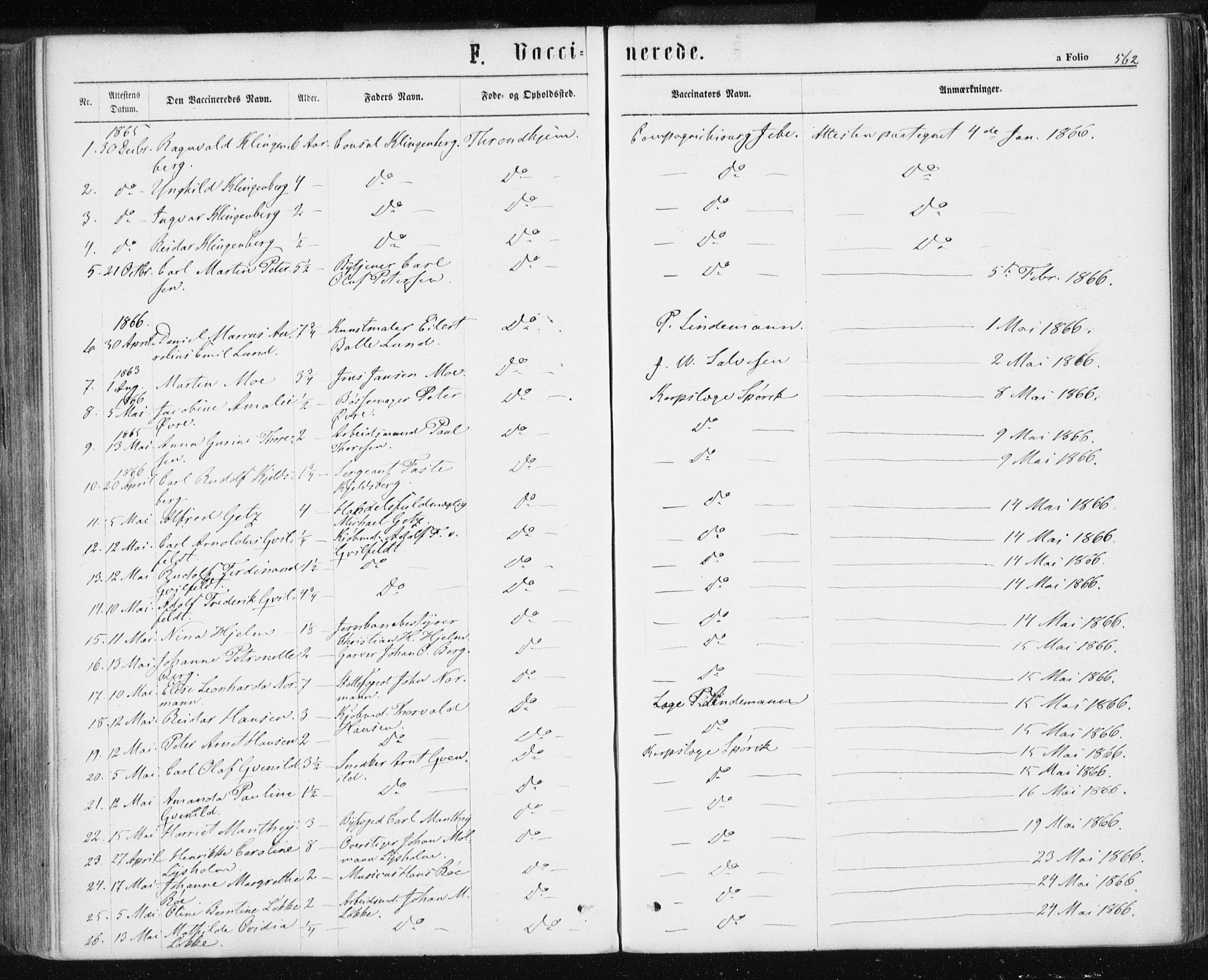 Ministerialprotokoller, klokkerbøker og fødselsregistre - Sør-Trøndelag, AV/SAT-A-1456/601/L0055: Parish register (official) no. 601A23, 1866-1877, p. 562