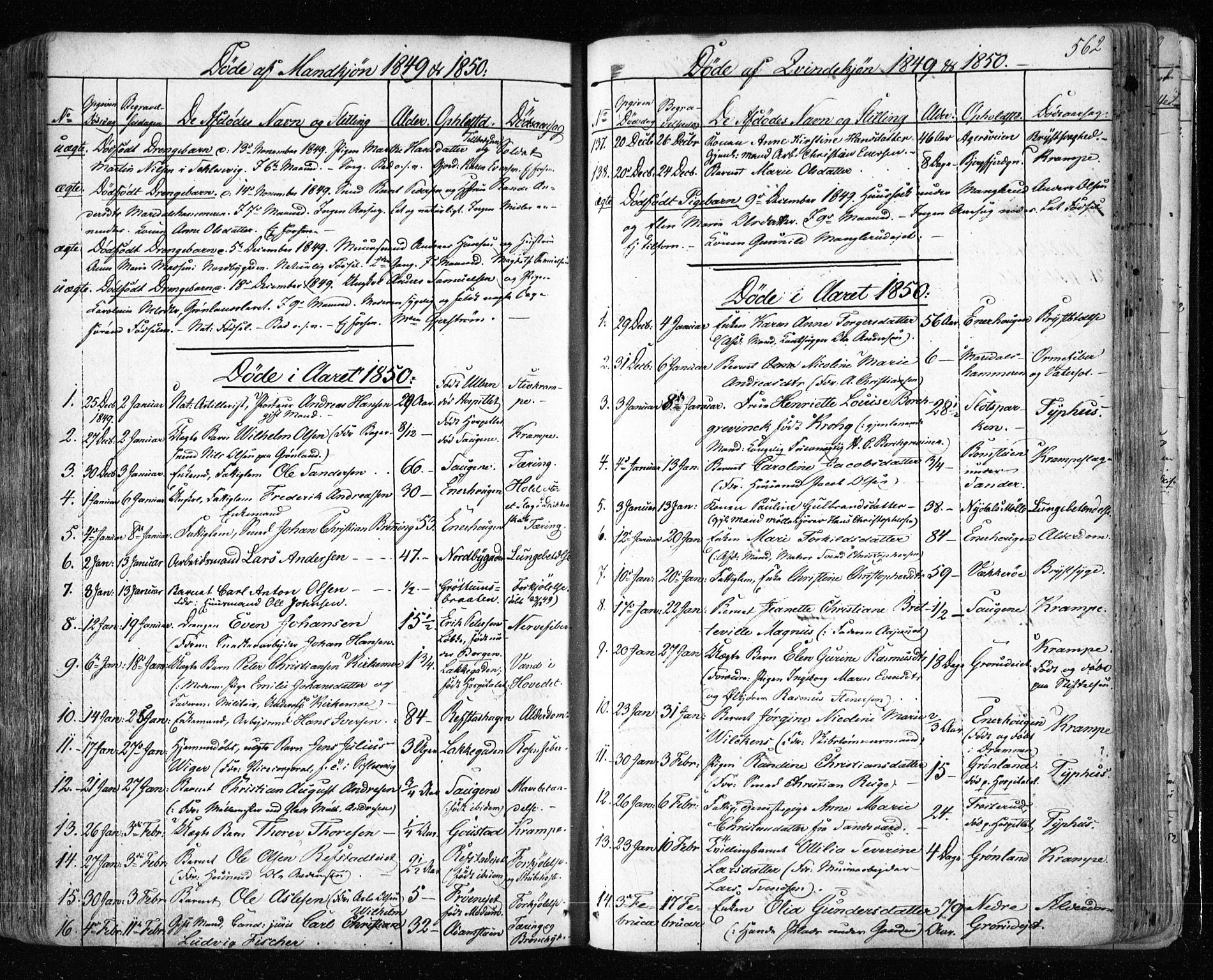 Aker prestekontor kirkebøker, SAO/A-10861/F/L0019: Parish register (official) no. 19, 1842-1852, p. 562