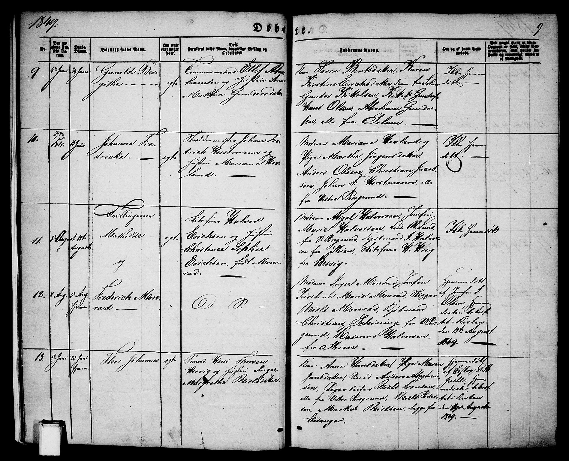 Porsgrunn kirkebøker , AV/SAKO-A-104/G/Ga/L0002: Parish register (copy) no. I 2, 1847-1877, p. 9