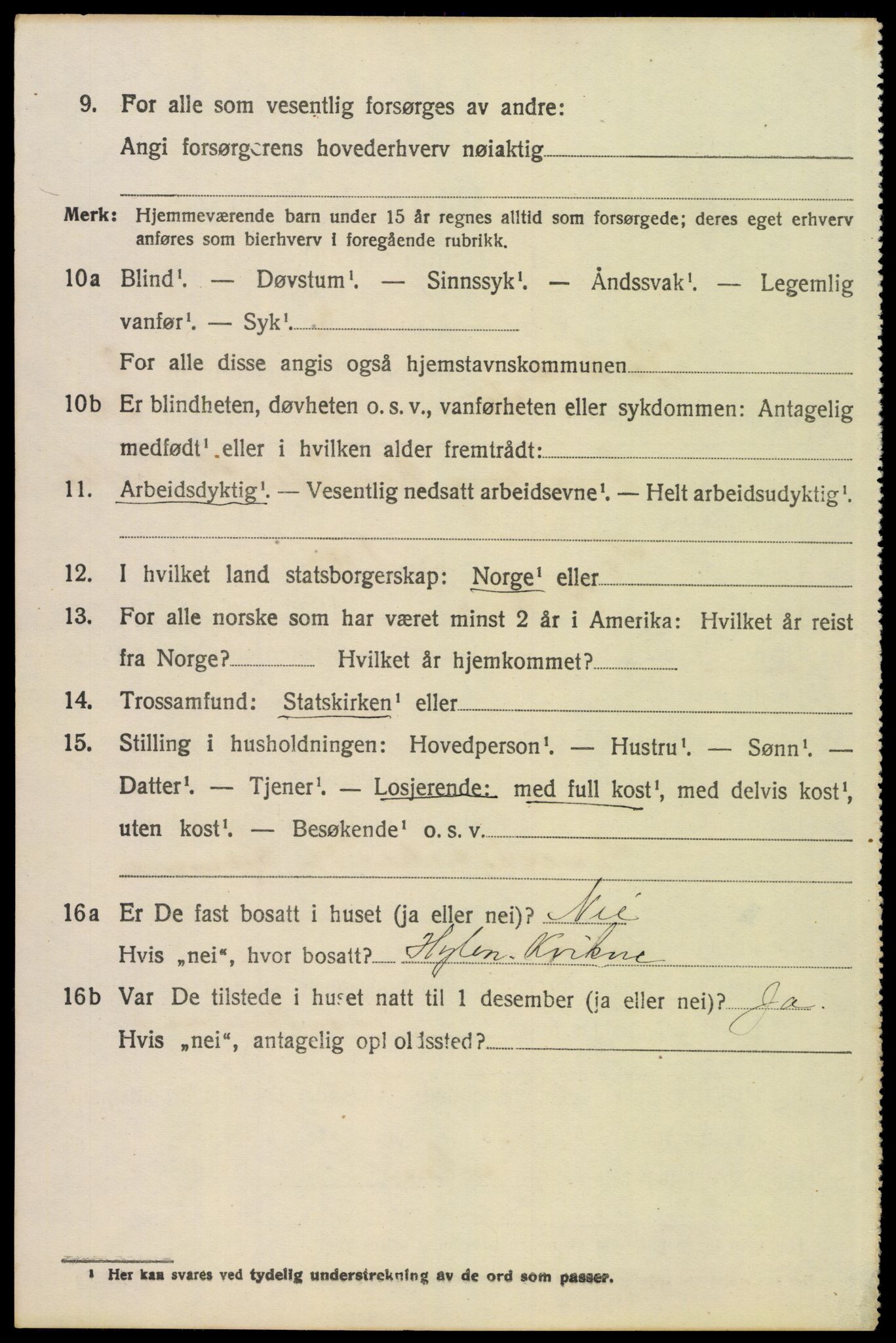 SAH, 1920 census for Kvikne, 1920, p. 1617