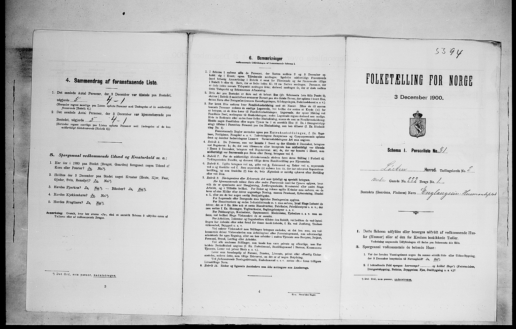 SAH, 1900 census for Løten, 1900, p. 582