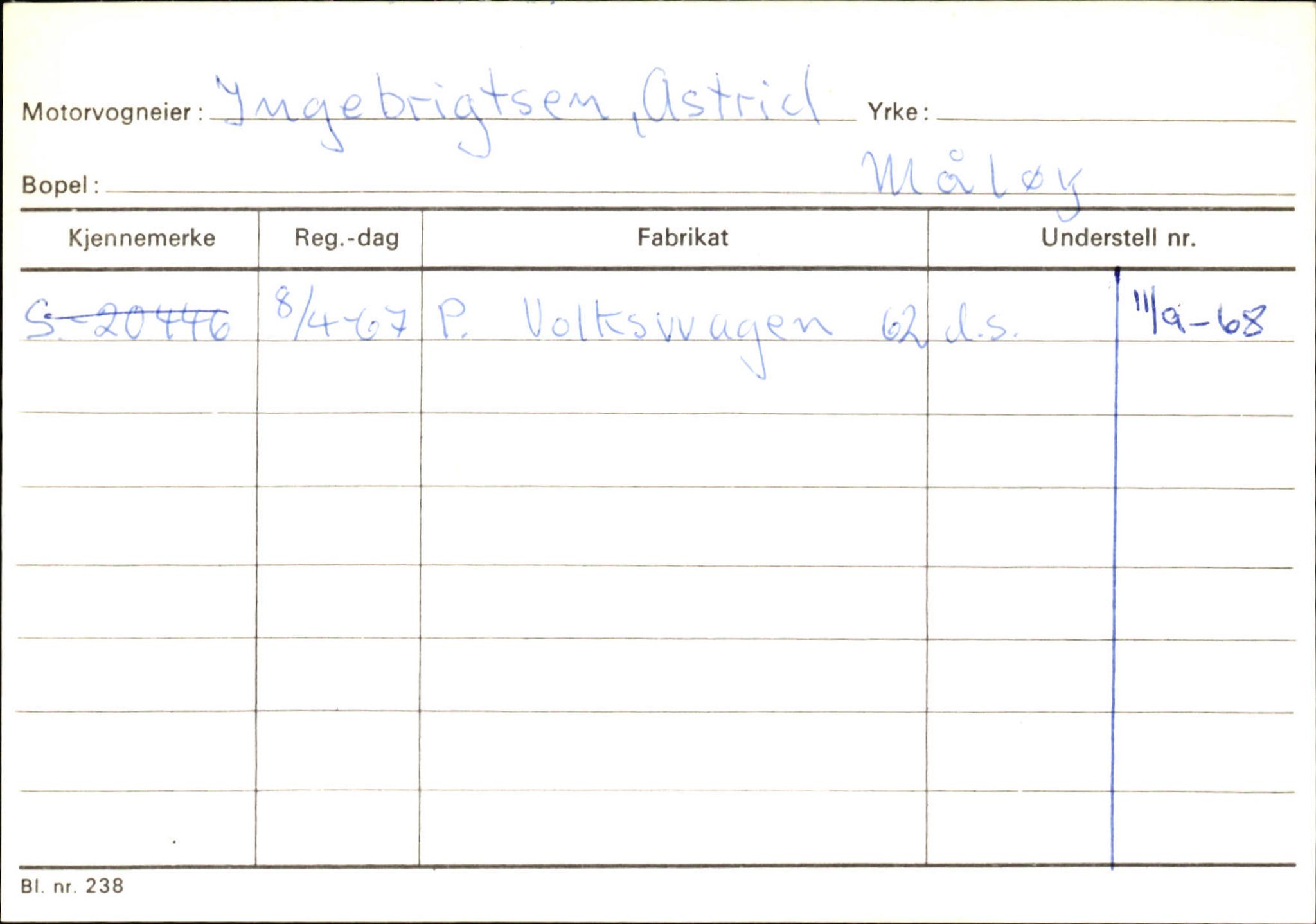 Statens vegvesen, Sogn og Fjordane vegkontor, AV/SAB-A-5301/4/F/L0144: Registerkort Vågsøy A-R, 1945-1975, p. 1197