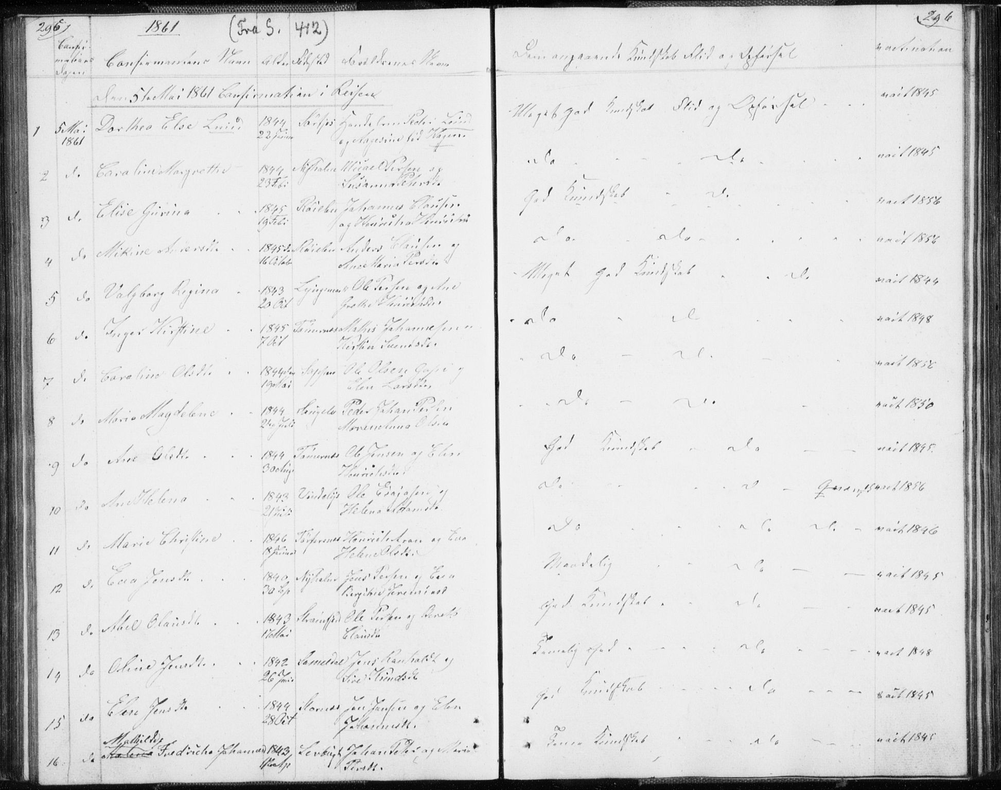 Skjervøy sokneprestkontor, SATØ/S-1300/H/Ha/Hab/L0003klokker: Parish register (copy) no. 3, 1849-1861, p. 296