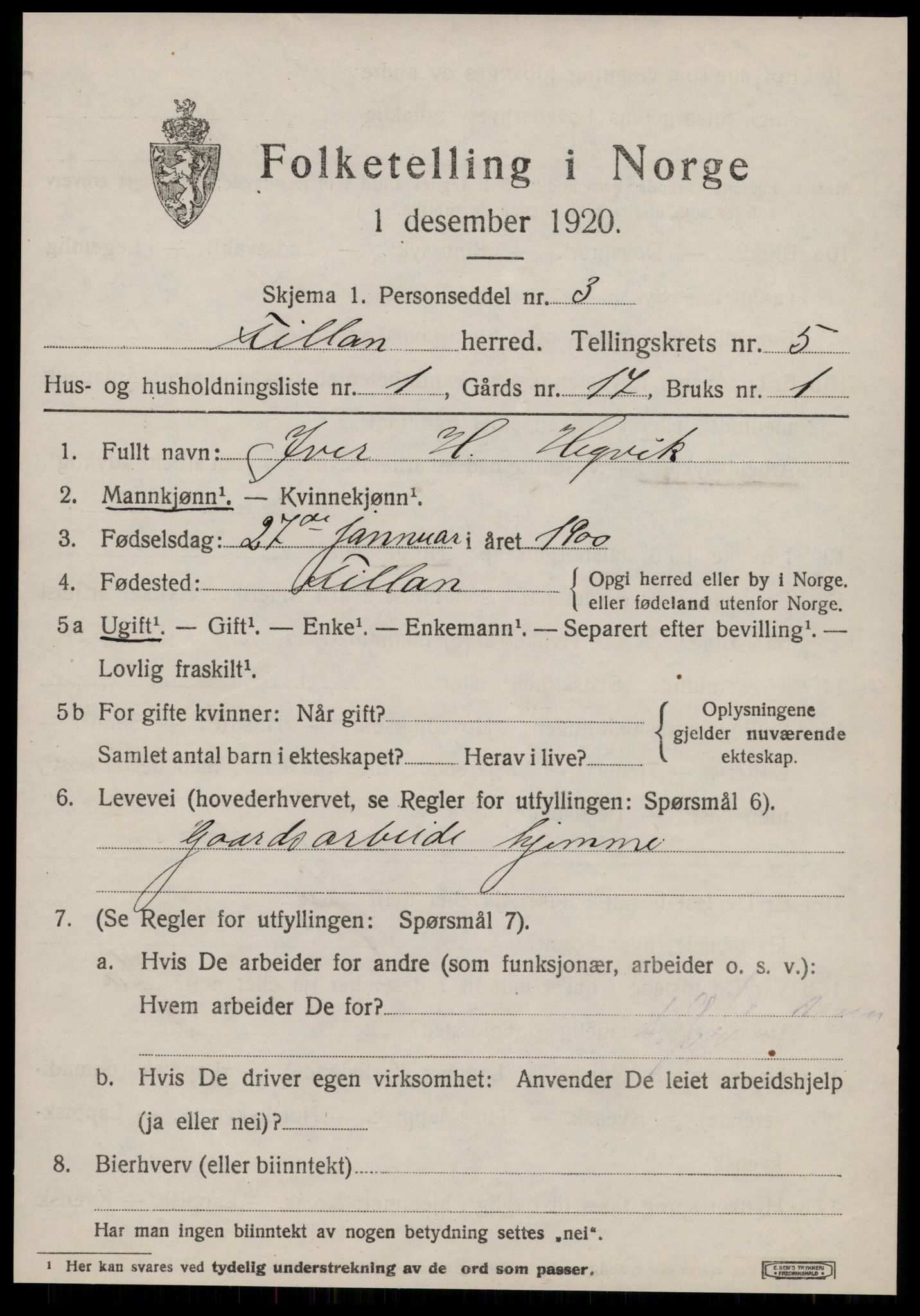 SAT, 1920 census for Fillan, 1920, p. 2348