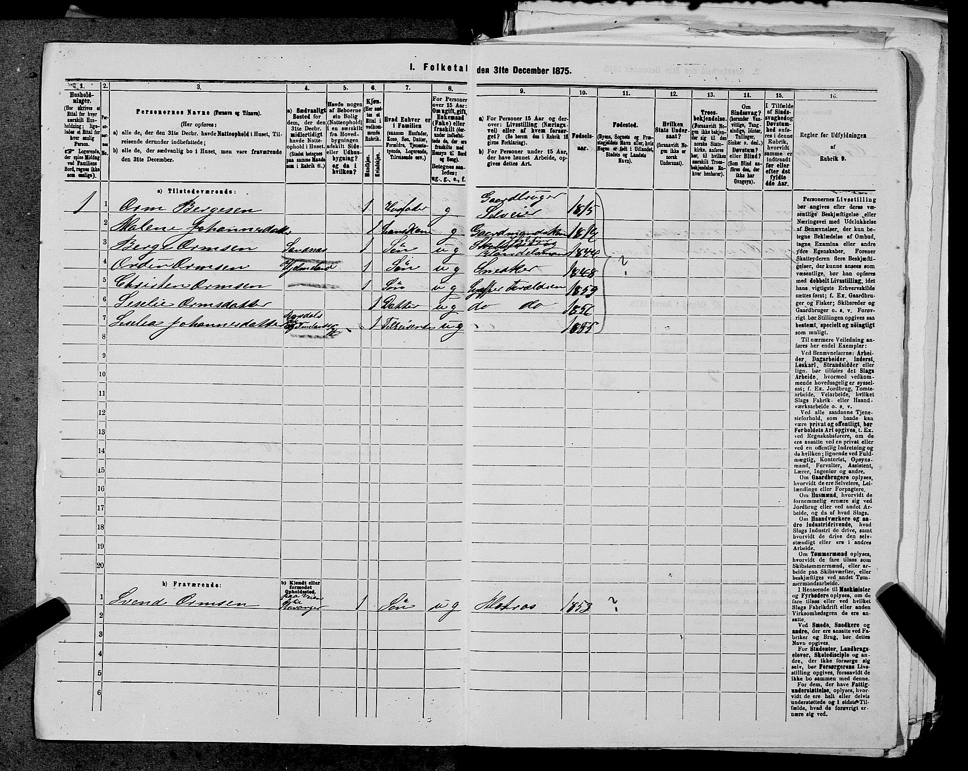 SAST, 1875 census for 1138P Jelsa, 1875, p. 490