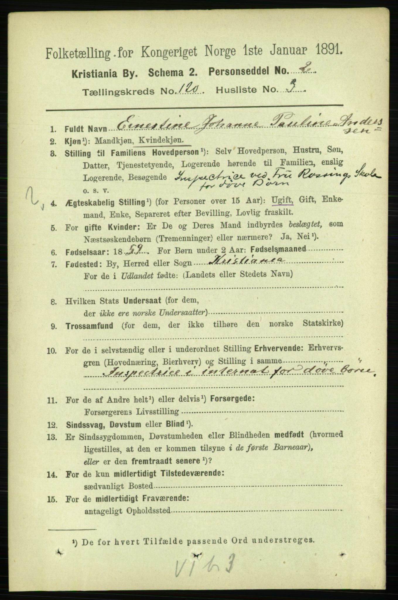 RA, 1891 census for 0301 Kristiania, 1891, p. 64004