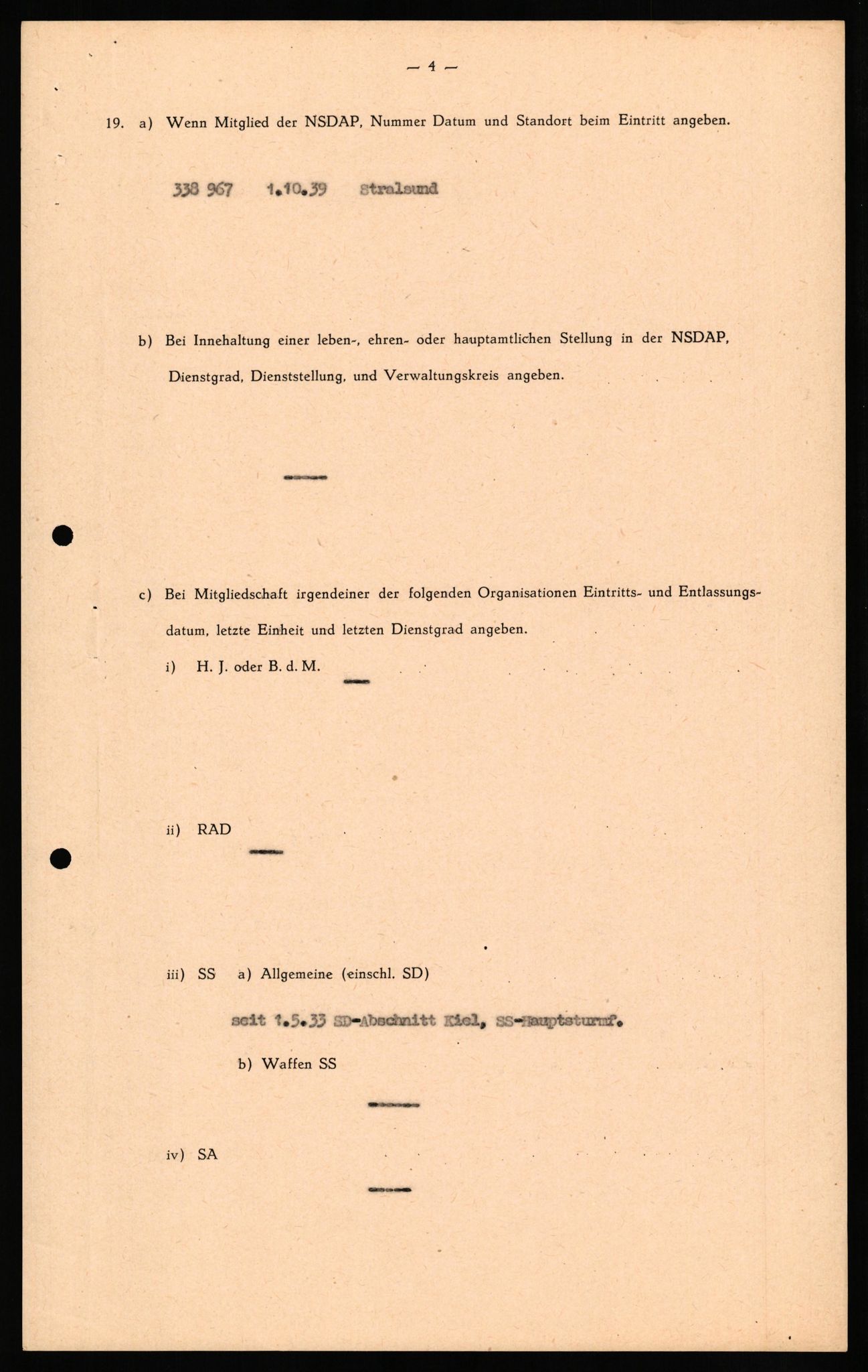 Forsvaret, Forsvarets overkommando II, AV/RA-RAFA-3915/D/Db/L0028: CI Questionaires. Tyske okkupasjonsstyrker i Norge. Tyskere., 1945-1946, p. 53