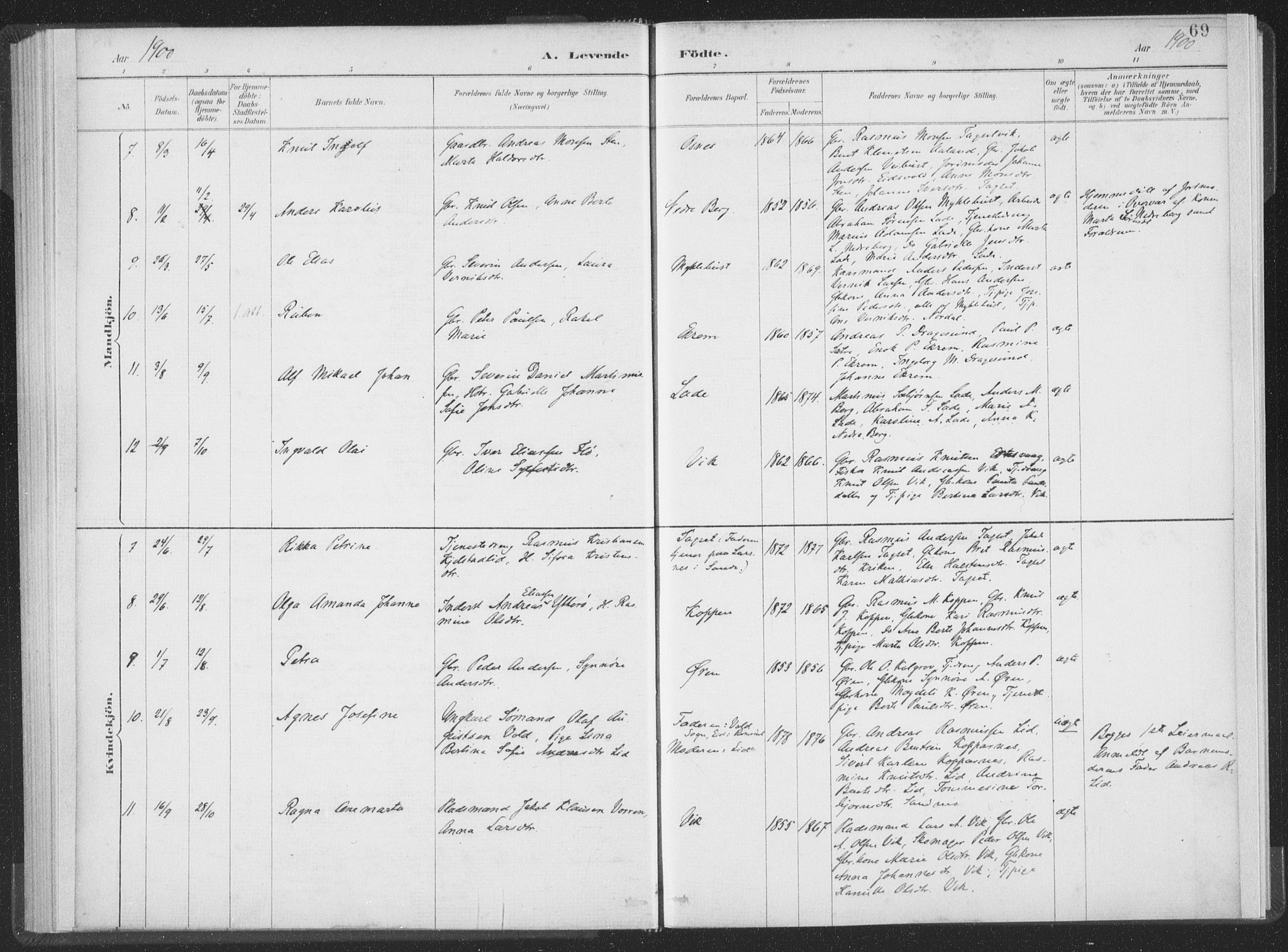 Ministerialprotokoller, klokkerbøker og fødselsregistre - Møre og Romsdal, AV/SAT-A-1454/502/L0025: Parish register (official) no. 502A03, 1885-1909, p. 69