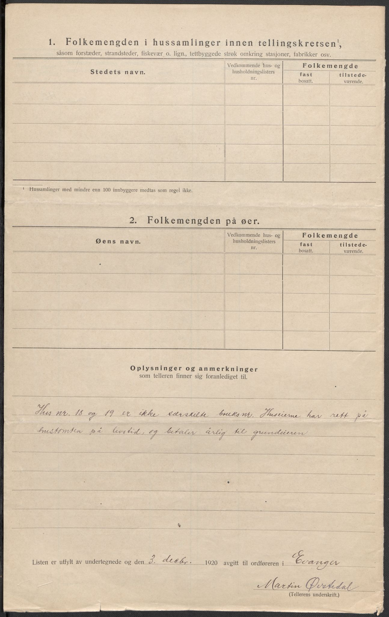 SAB, 1920 census for Evanger, 1920, p. 8