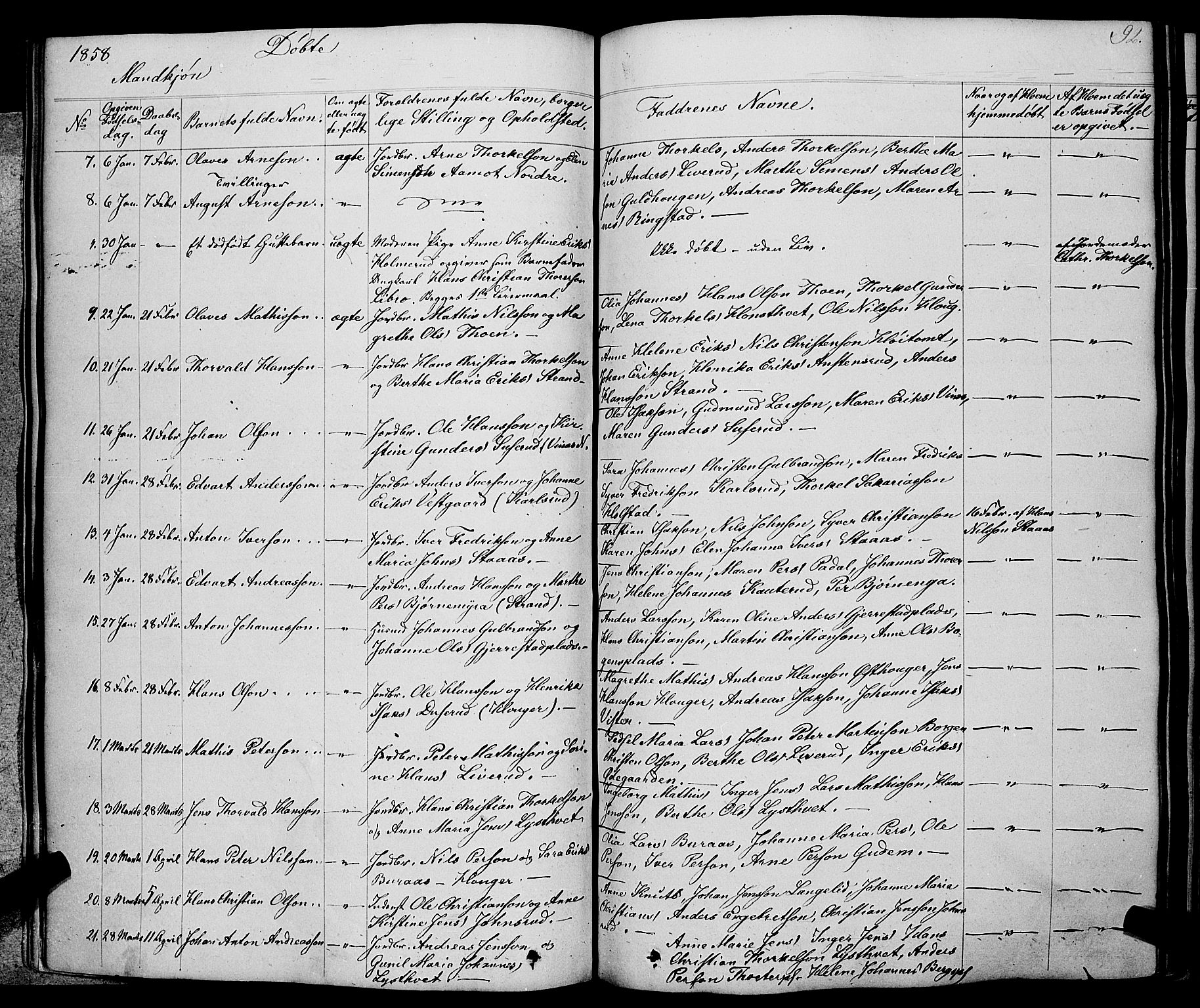 Skiptvet prestekontor Kirkebøker, SAO/A-20009/F/Fa/L0006: Parish register (official) no. 6, 1839-1860, p. 92