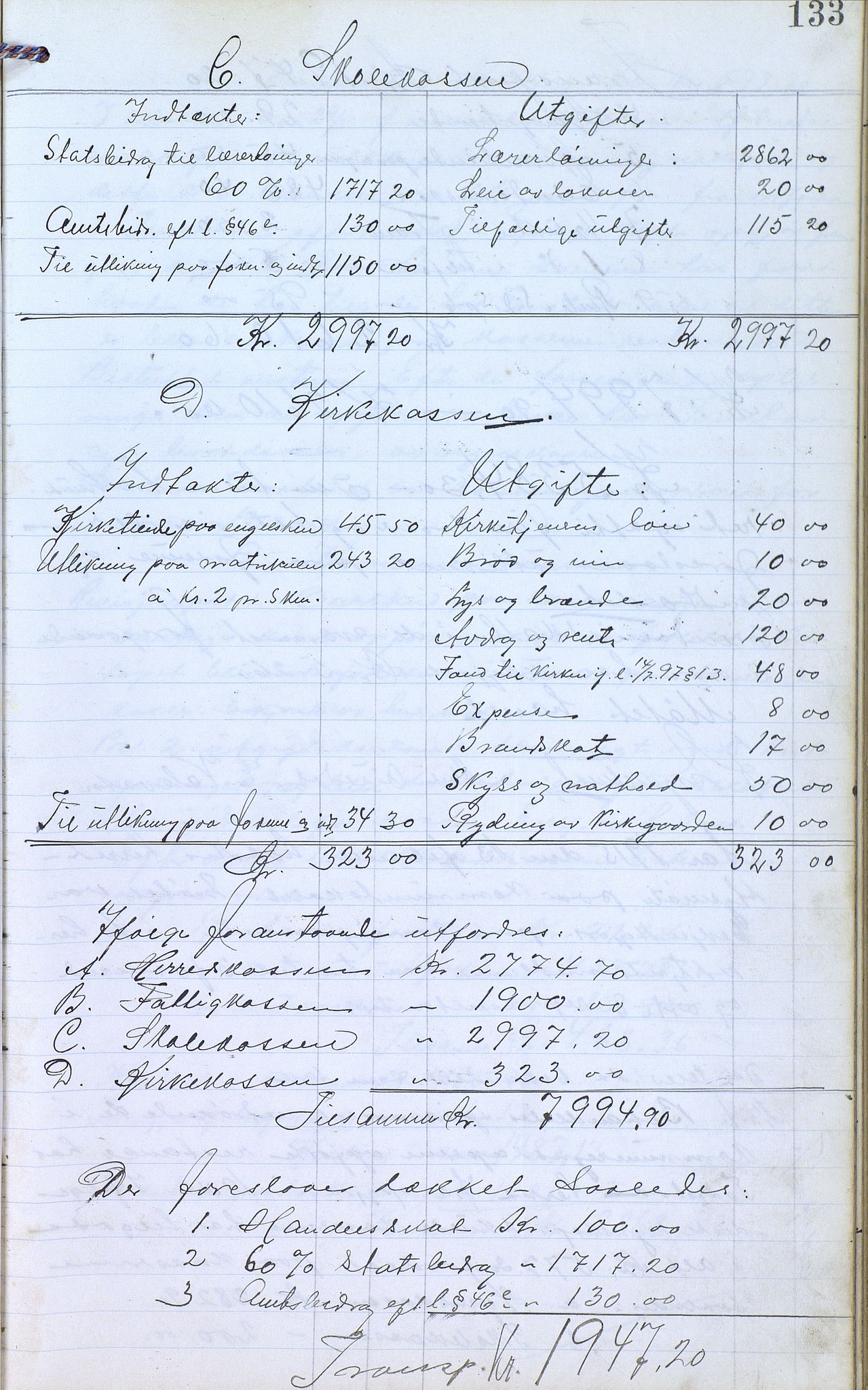 Øvre Sirdal kommune - Formannskapet/Kommunestyret, ARKSOR/1046ØS120/A/L0001: Møtebok (d), 1905-1917, p. 133