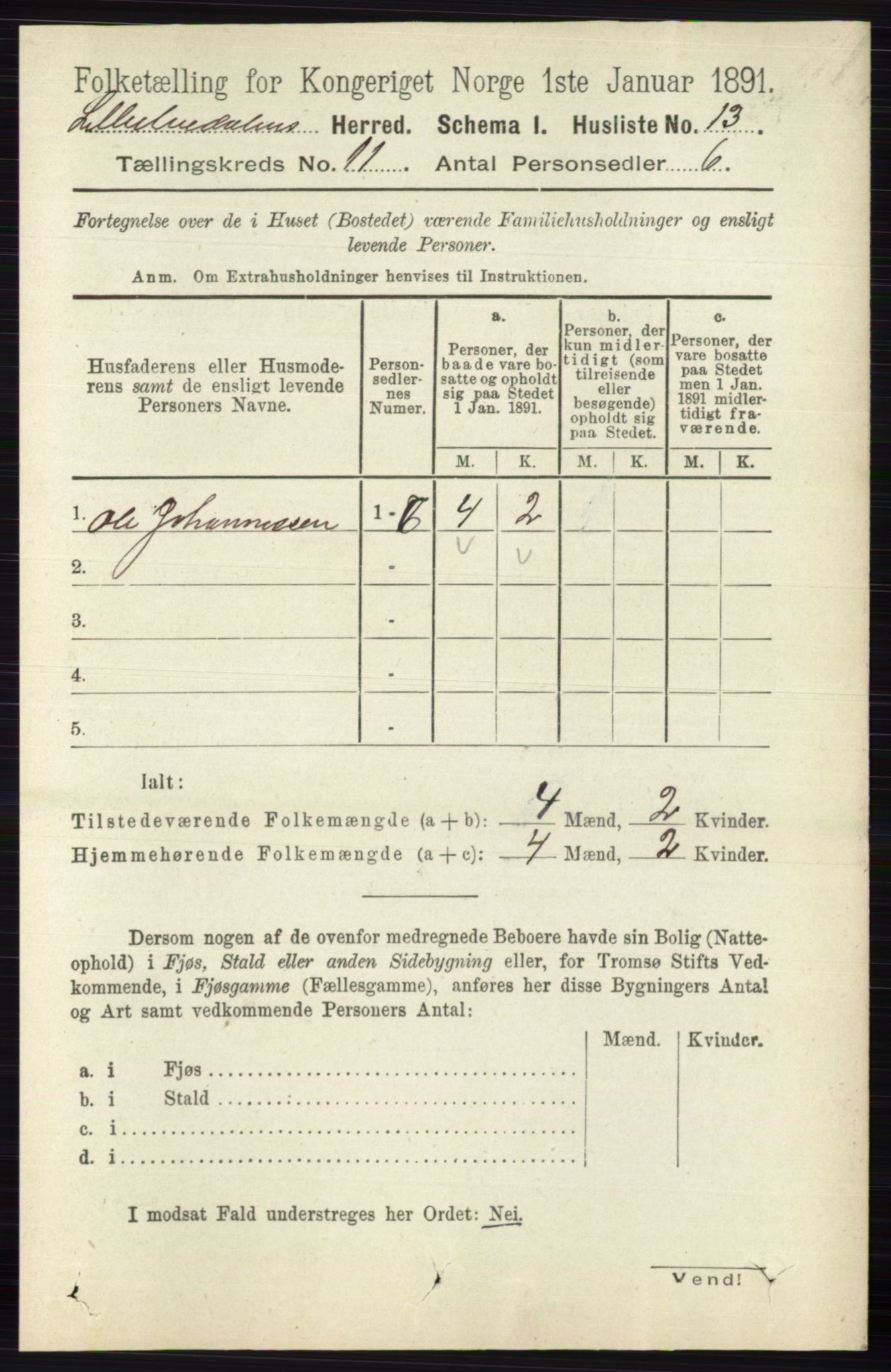 RA, 1891 census for 0438 Lille Elvedalen, 1891, p. 3786