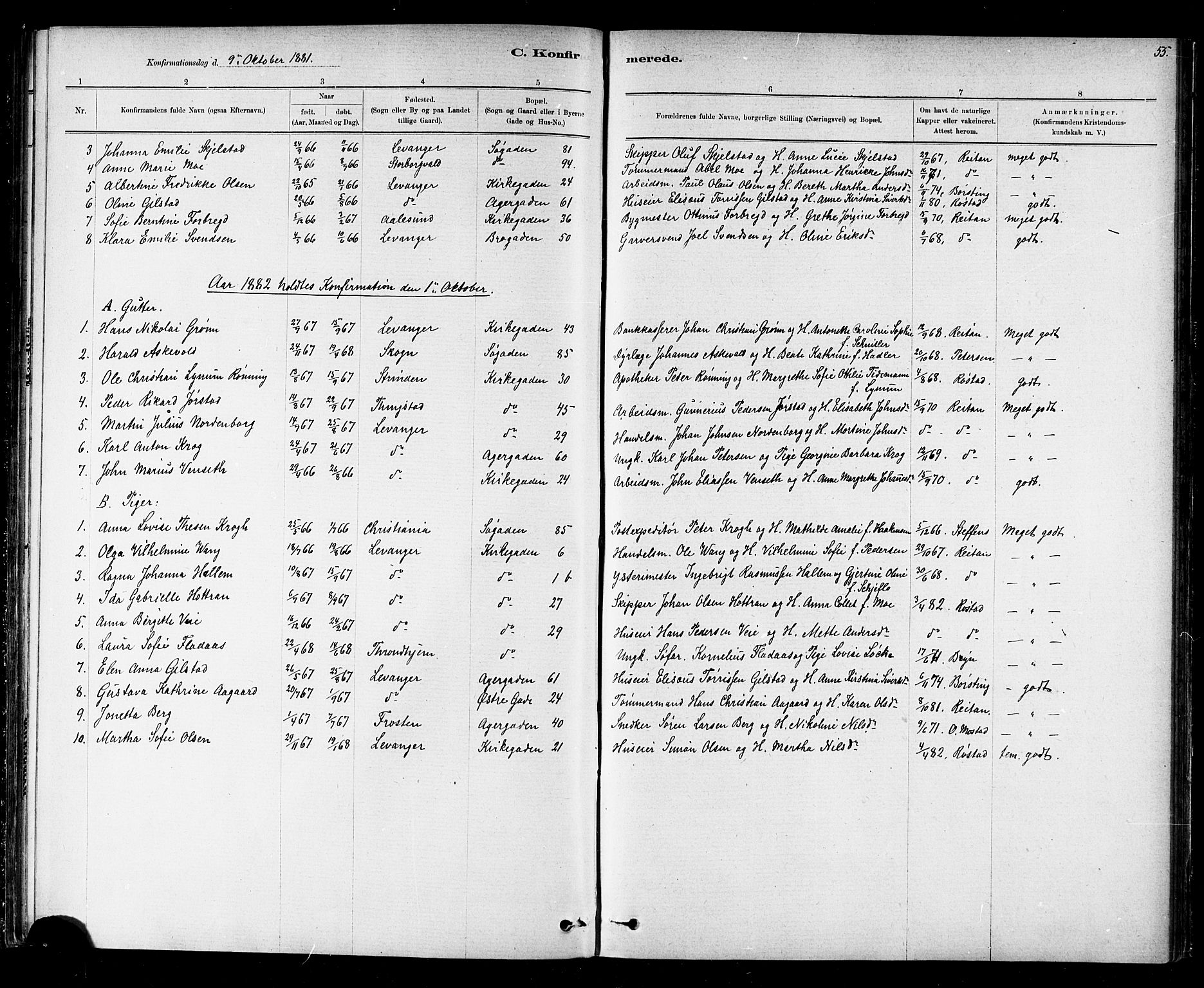 Ministerialprotokoller, klokkerbøker og fødselsregistre - Nord-Trøndelag, AV/SAT-A-1458/720/L0192: Parish register (copy) no. 720C01, 1880-1917, p. 55