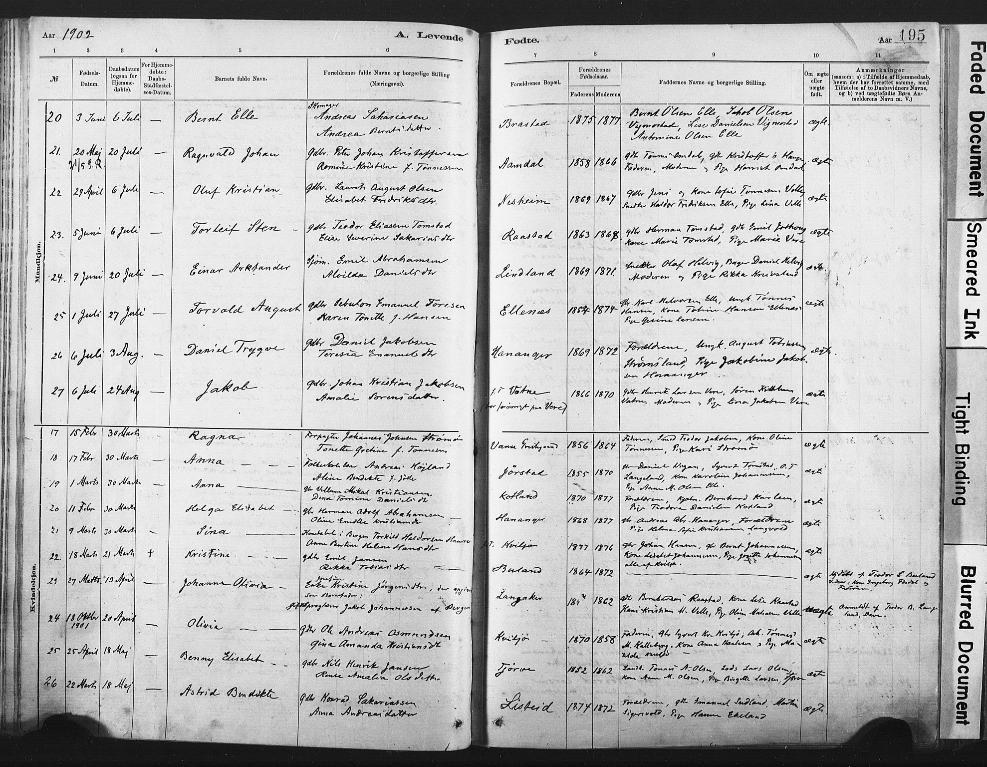 Lista sokneprestkontor, AV/SAK-1111-0027/F/Fa/L0012: Parish register (official) no. A 12, 1879-1903, p. 195