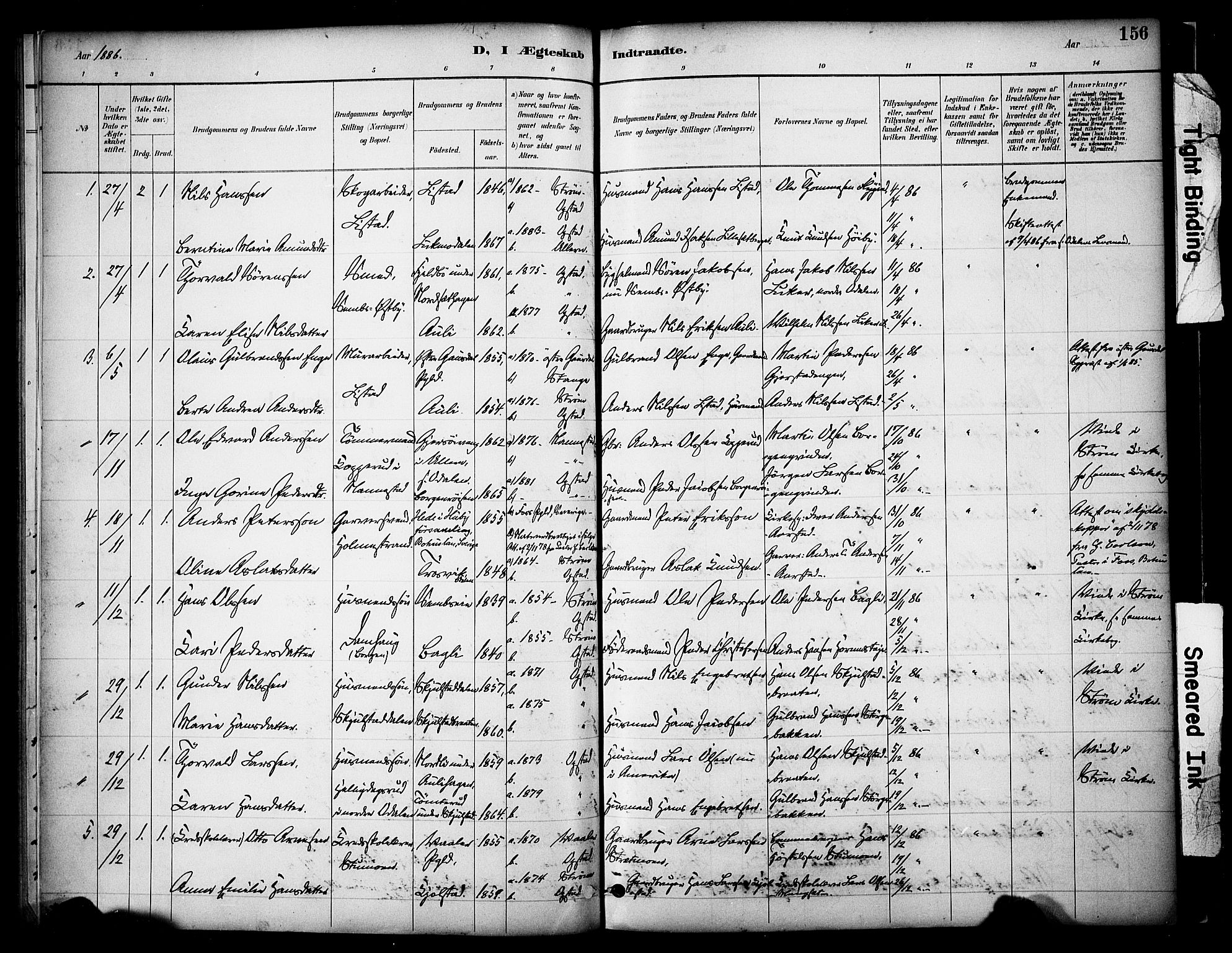 Sør-Odal prestekontor, AV/SAH-PREST-030/H/Ha/Haa/L0009: Parish register (official) no. 9, 1886-1926, p. 156