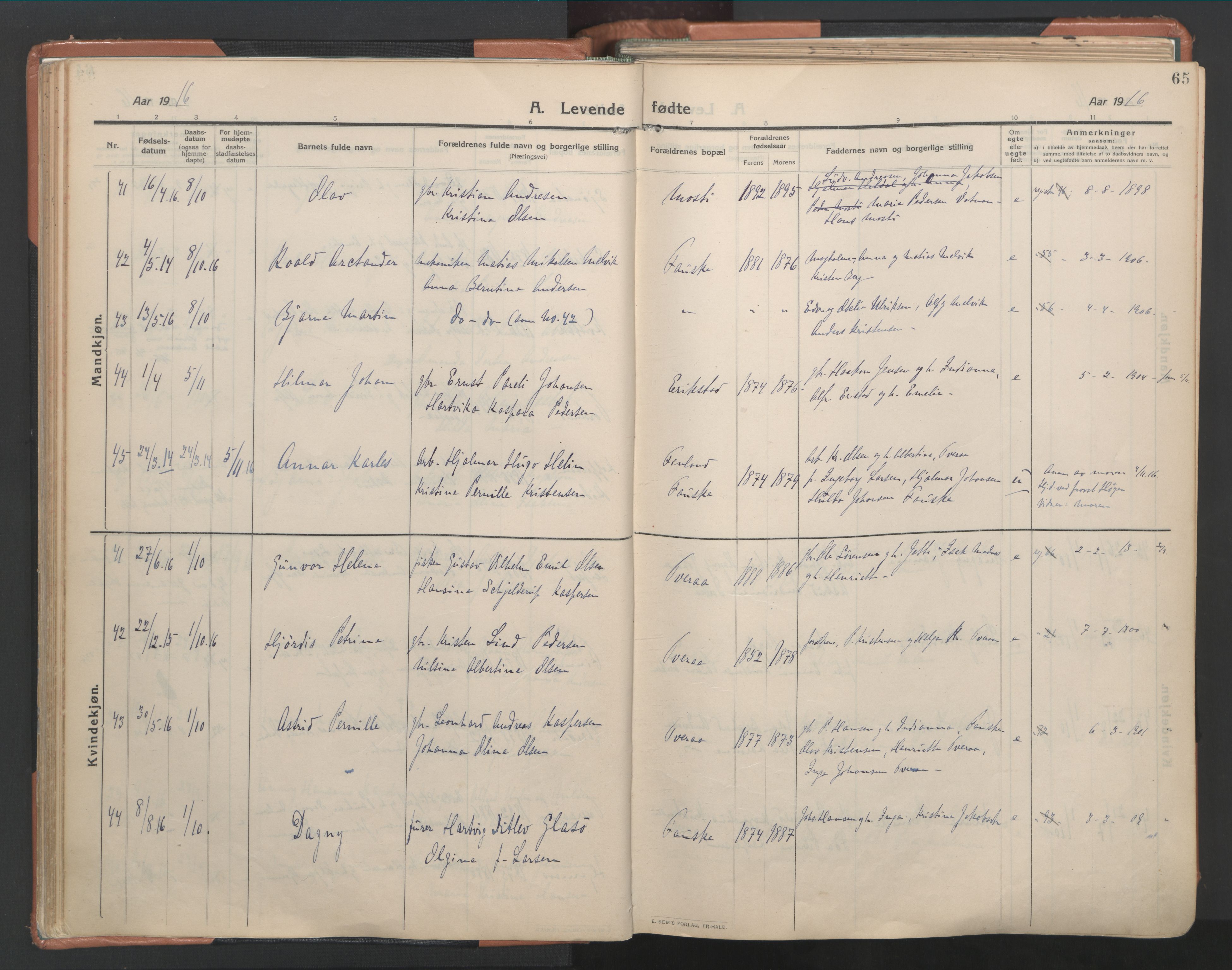 Ministerialprotokoller, klokkerbøker og fødselsregistre - Nordland, SAT/A-1459/849/L0698: Parish register (official) no. 849A09, 1911-1924, p. 65