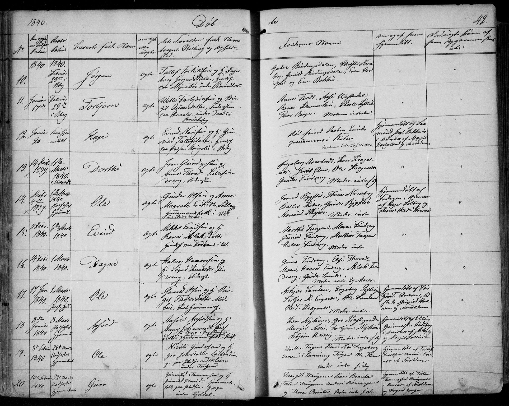 Kviteseid kirkebøker, SAKO/A-276/F/Fa/L0006: Parish register (official) no. I 6, 1836-1858, p. 42