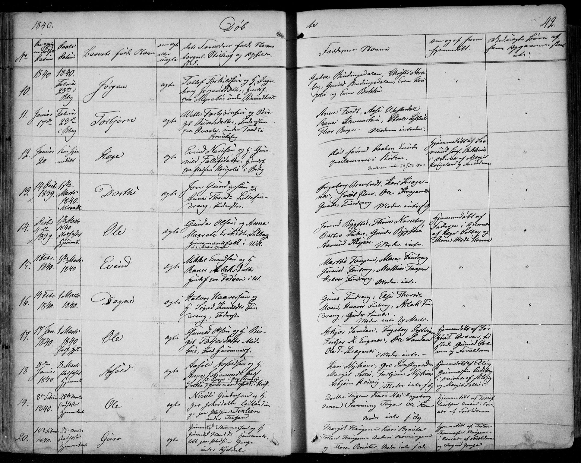 Kviteseid kirkebøker, AV/SAKO-A-276/F/Fa/L0006: Parish register (official) no. I 6, 1836-1858, p. 42