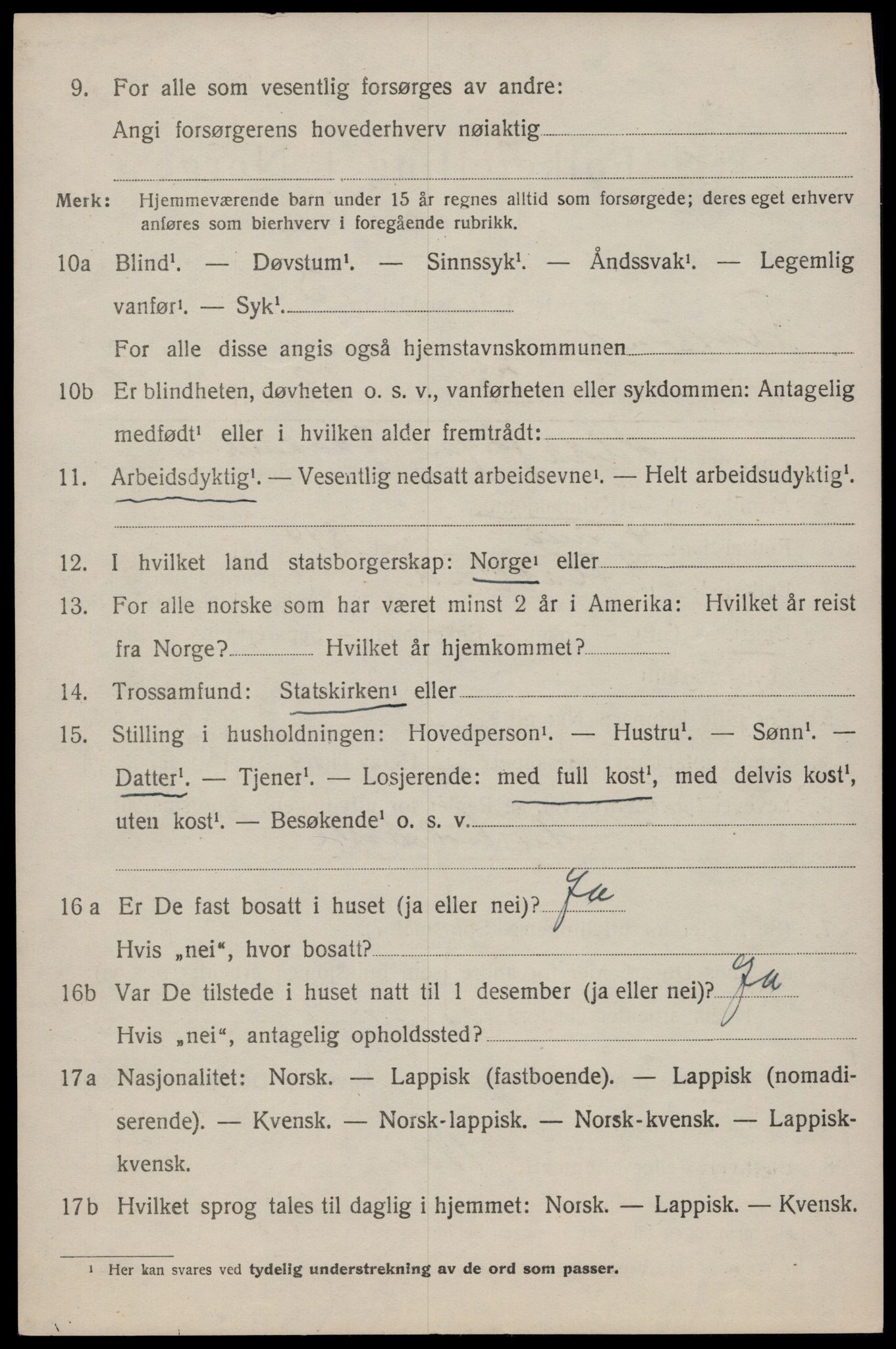 SAT, 1920 census for Flakstad, 1920, p. 2650