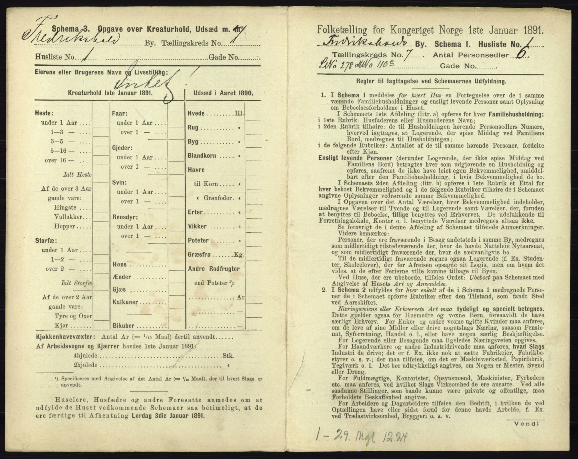 RA, 1891 census for 0101 Fredrikshald, 1891, p. 646