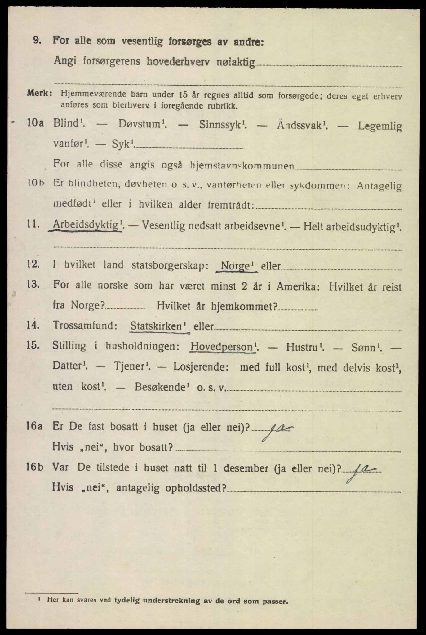 SAK, 1920 census for Austad, 1920, p. 2292