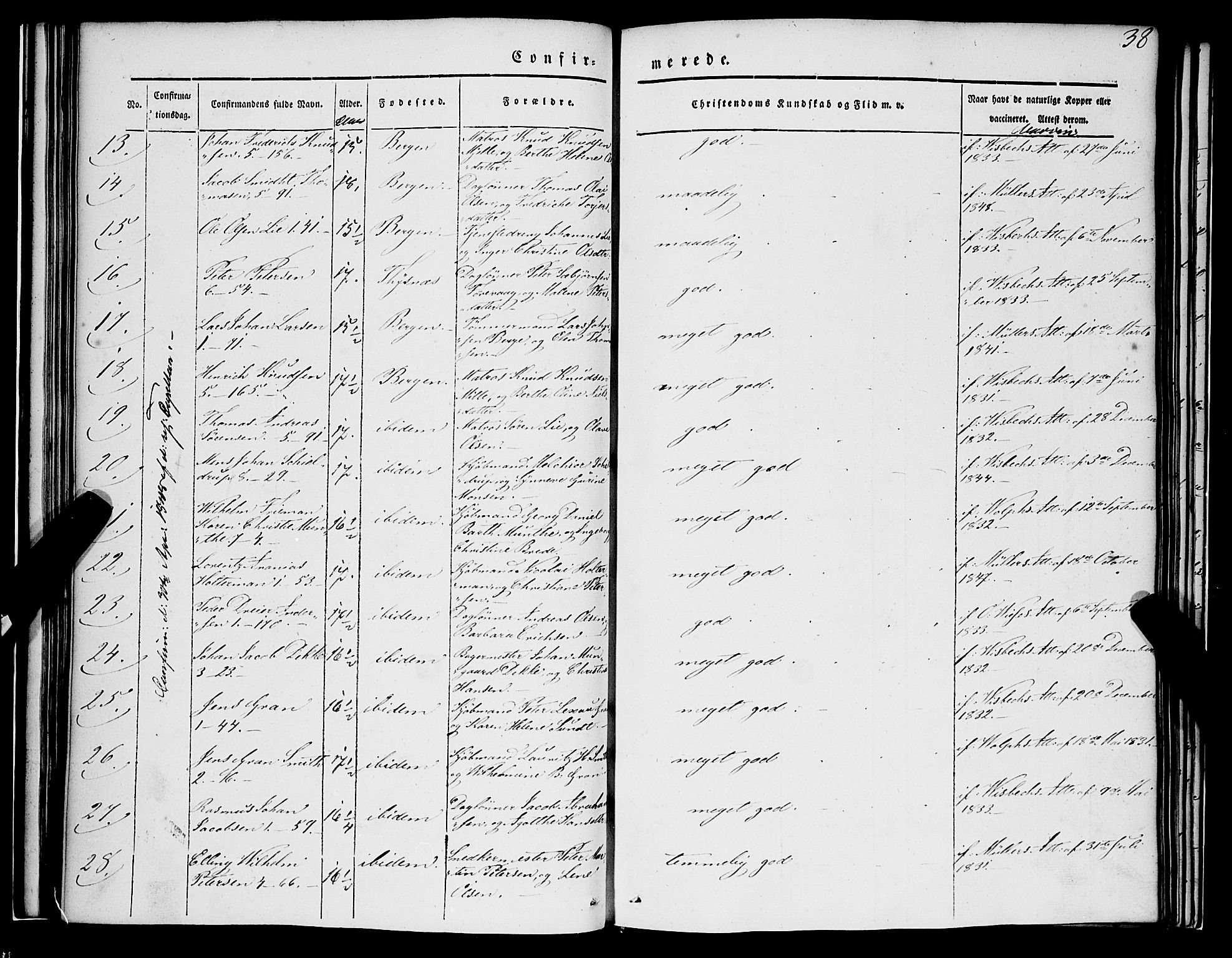 Nykirken Sokneprestembete, SAB/A-77101/H/Haa/L0022: Parish register (official) no. C 1, 1840-1851, p. 38