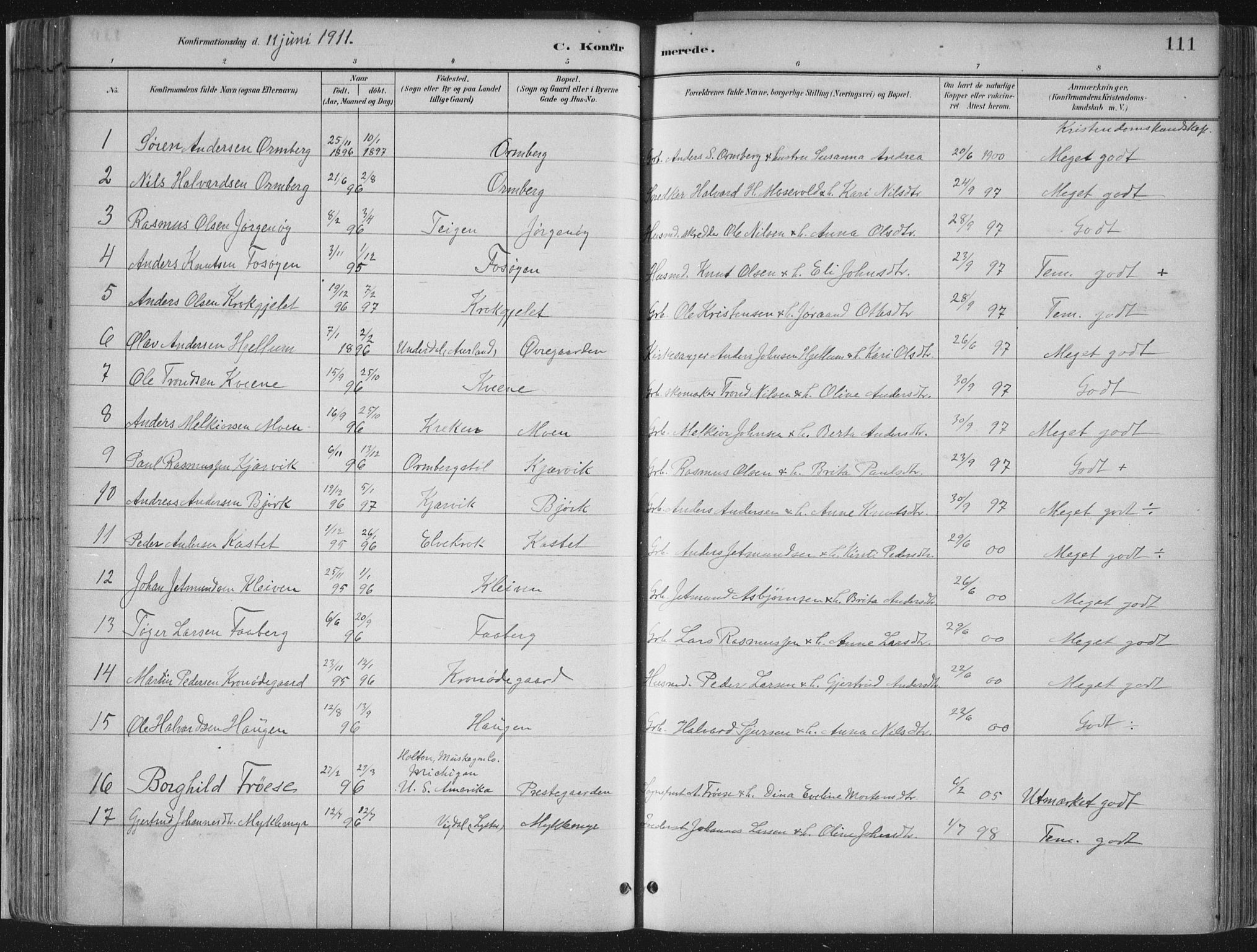 Jostedal sokneprestembete, SAB/A-80601/H/Haa/Haab/L0001: Parish register (official) no. B 1, 1887-1914, p. 111