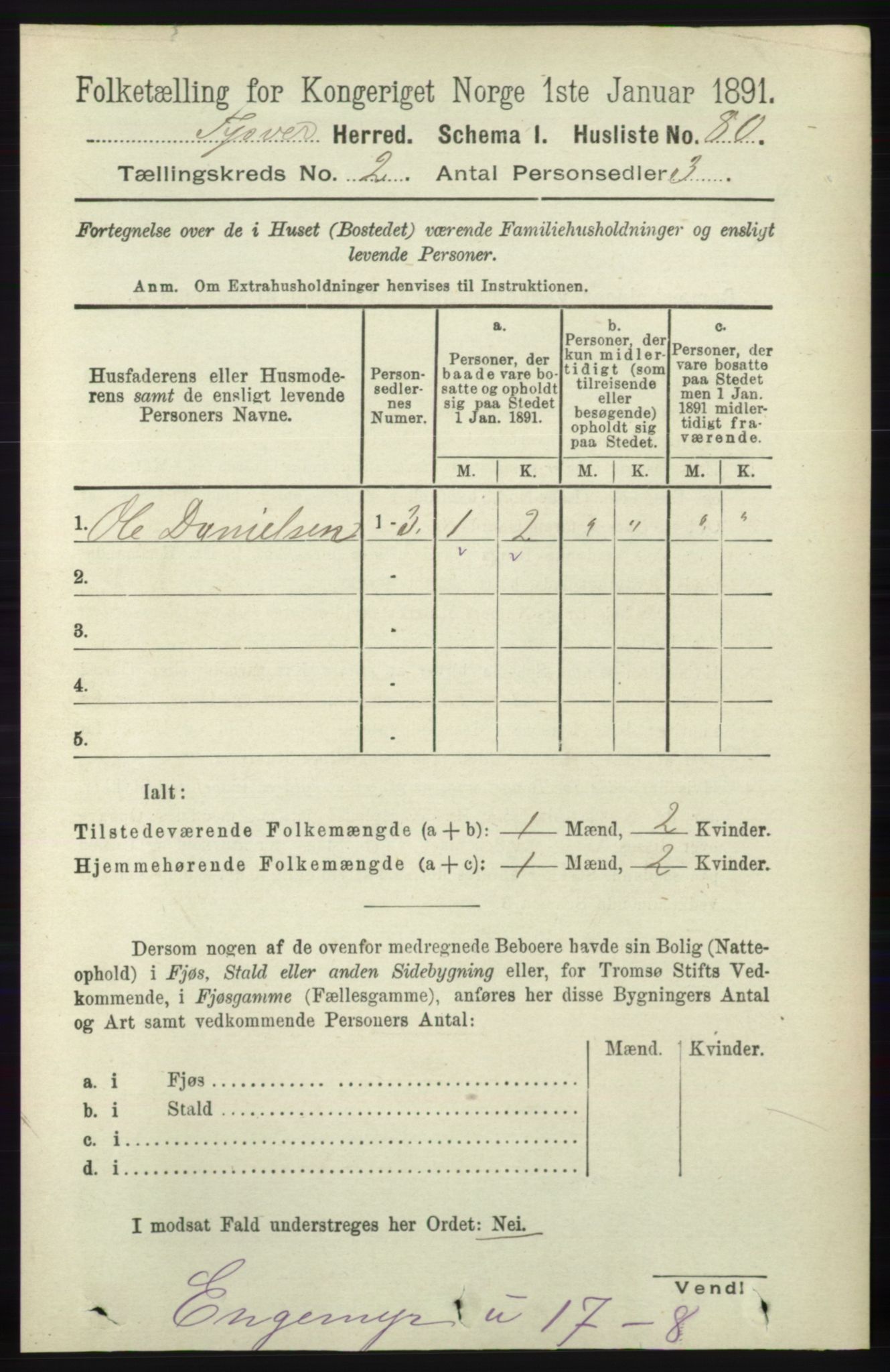 RA, 1891 census for 1146 Tysvær, 1891, p. 681