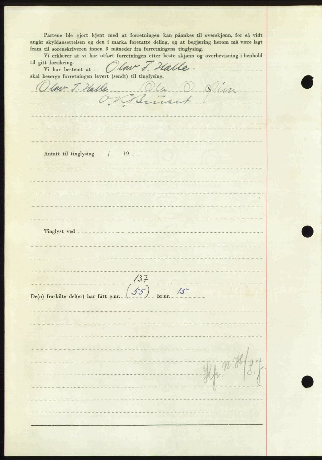 Nordmøre sorenskriveri, AV/SAT-A-4132/1/2/2Ca: Mortgage book no. A107, 1947-1948, Diary no: : 2996/1947