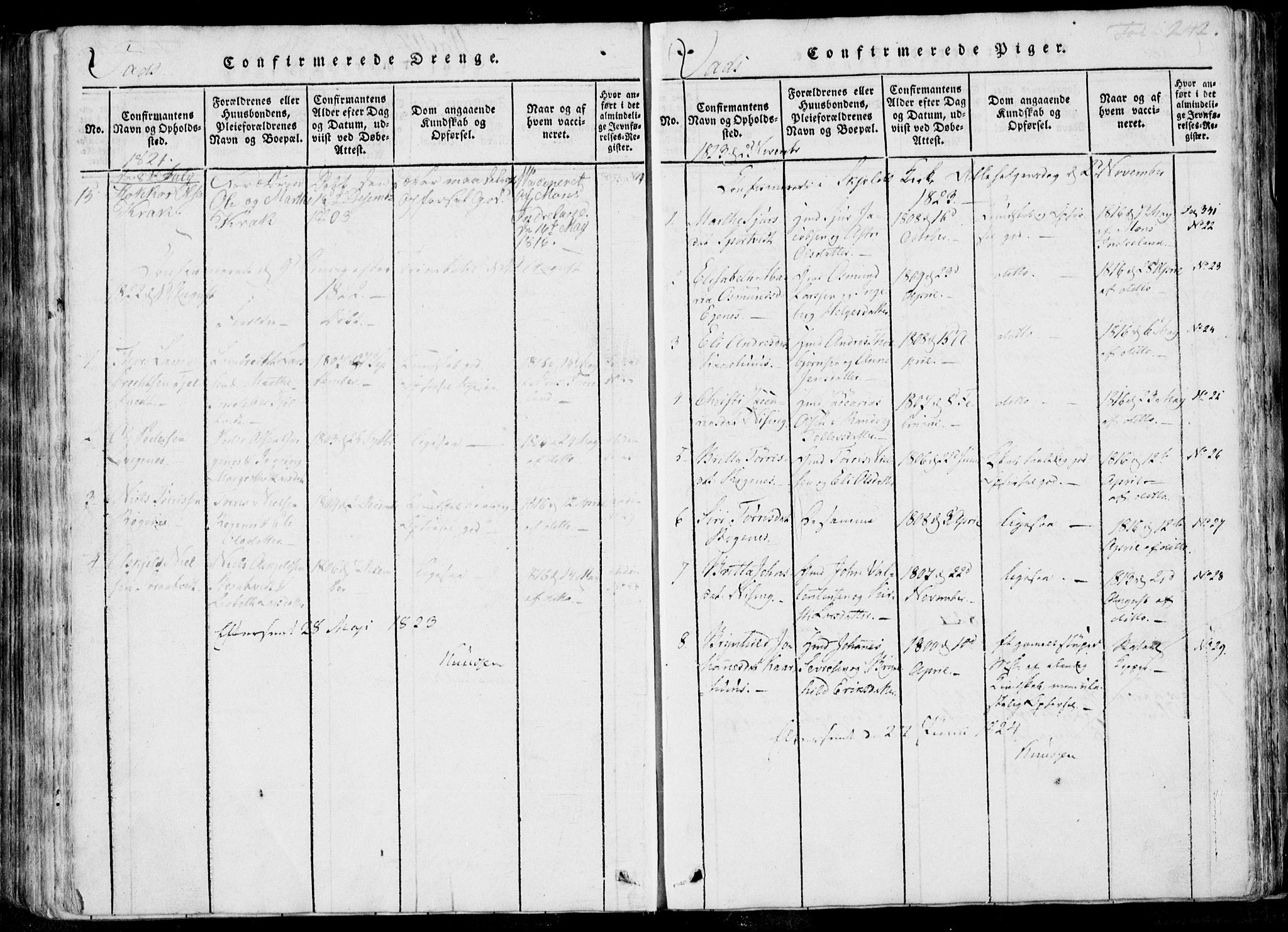 Skjold sokneprestkontor, SAST/A-101847/H/Ha/Haa/L0004: Parish register (official) no. A 4 /2, 1815-1830, p. 242