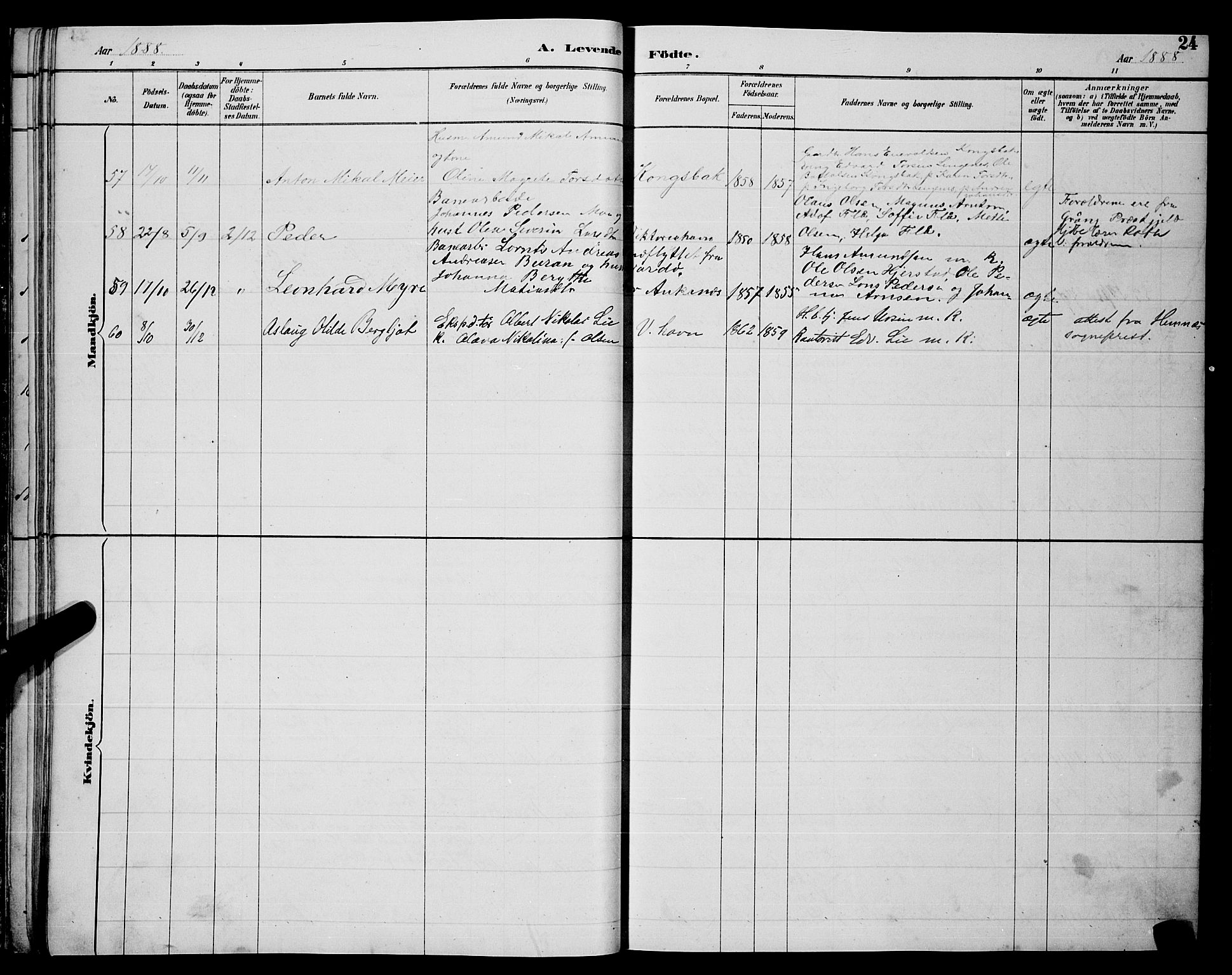 Ministerialprotokoller, klokkerbøker og fødselsregistre - Nordland, AV/SAT-A-1459/866/L0952: Parish register (copy) no. 866C01, 1886-1899, p. 24