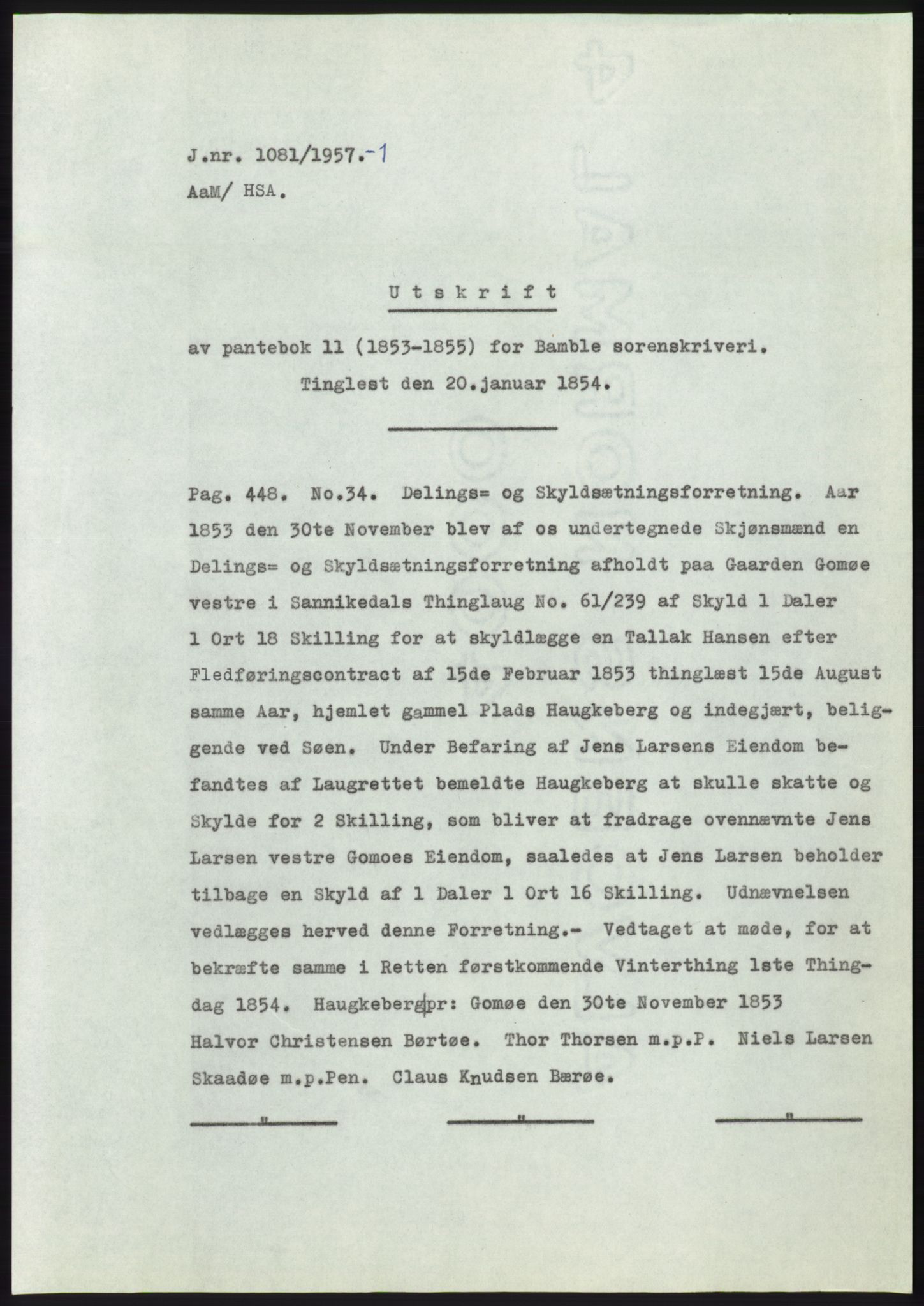 Statsarkivet i Kongsberg, SAKO/A-0001, 1957, p. 296