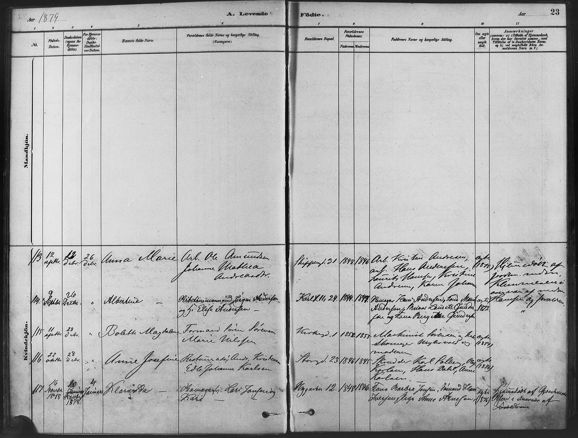 Oslo domkirke Kirkebøker, AV/SAO-A-10752/F/Fa/L0029: Parish register (official) no. 29, 1879-1892, p. 23