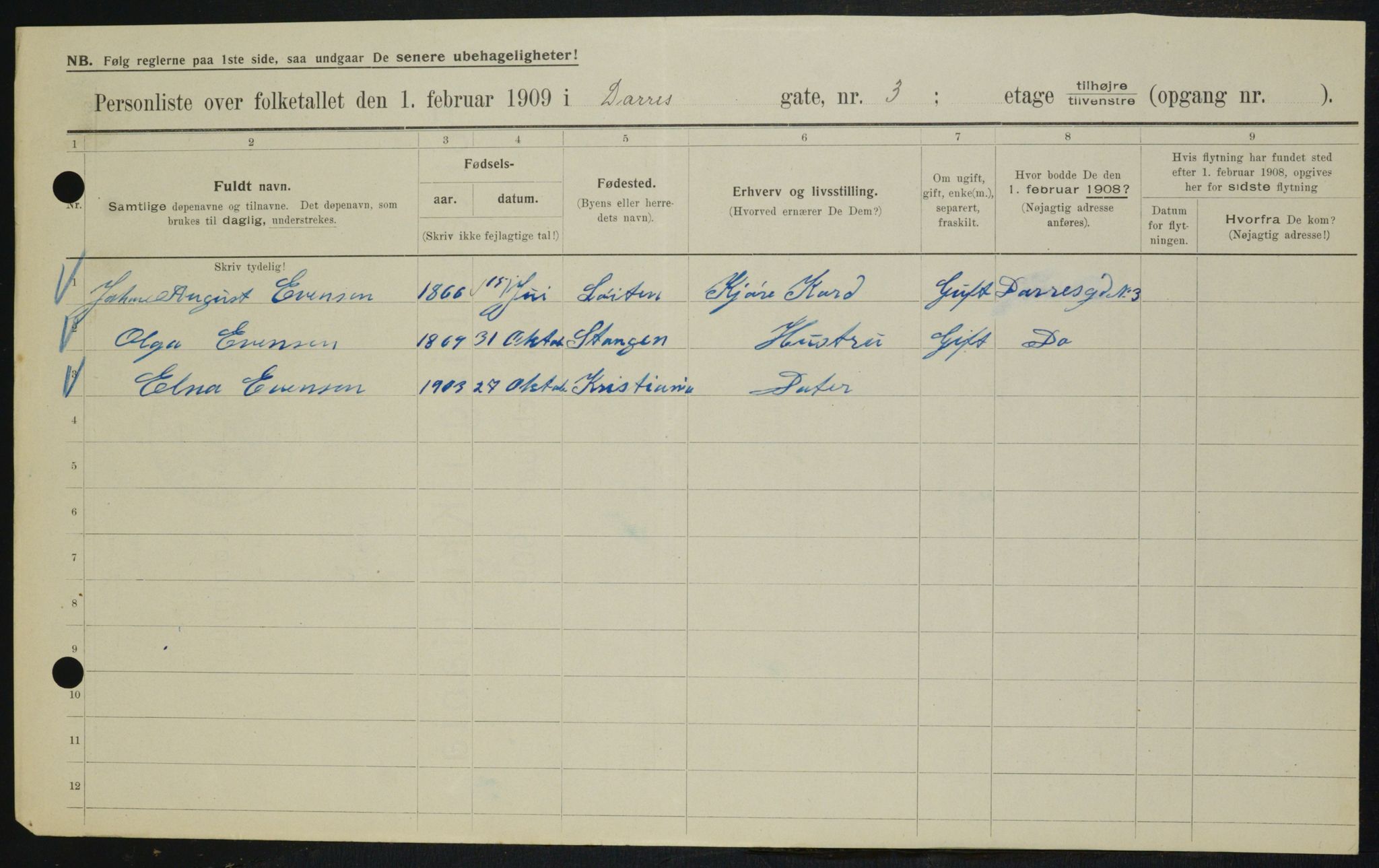 OBA, Municipal Census 1909 for Kristiania, 1909, p. 14059