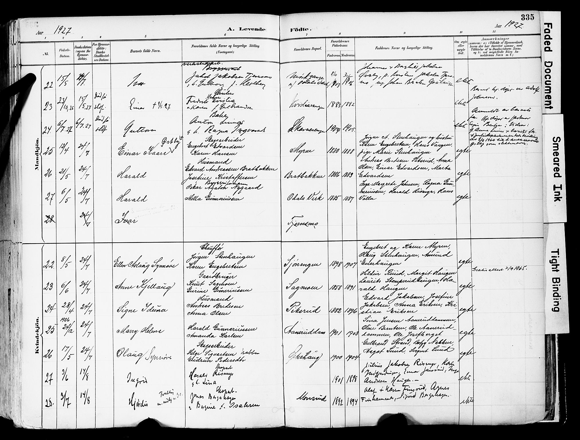 Sør-Odal prestekontor, AV/SAH-PREST-030/H/Ha/Haa/L0006: Parish register (official) no. 6, 1886-1931, p. 335