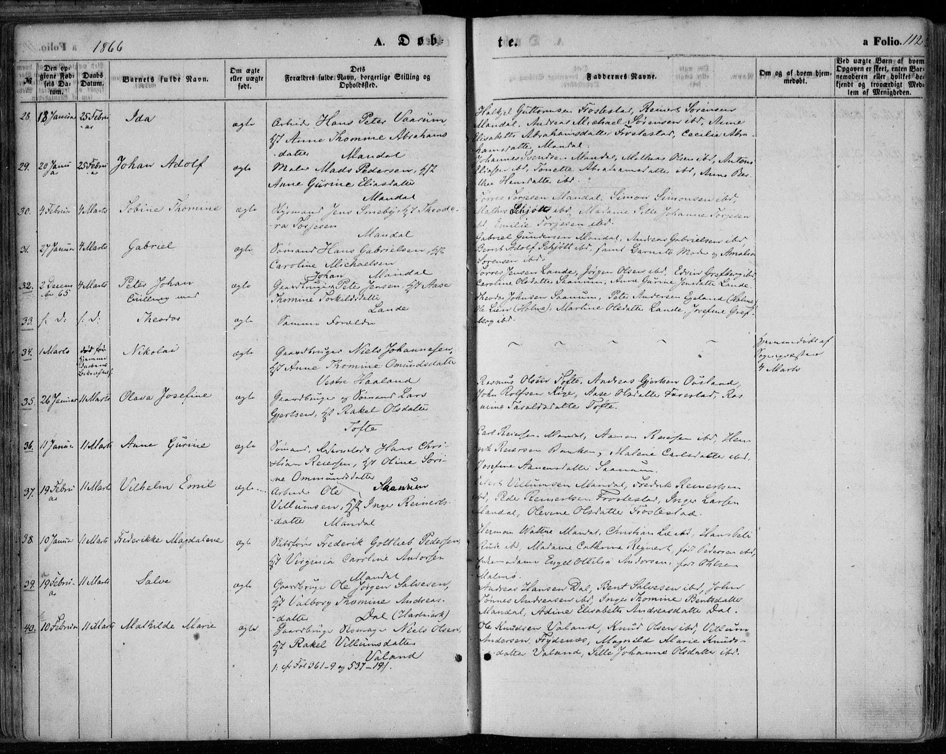 Mandal sokneprestkontor, AV/SAK-1111-0030/F/Fa/Faa/L0014: Parish register (official) no. A 14, 1859-1872, p. 112