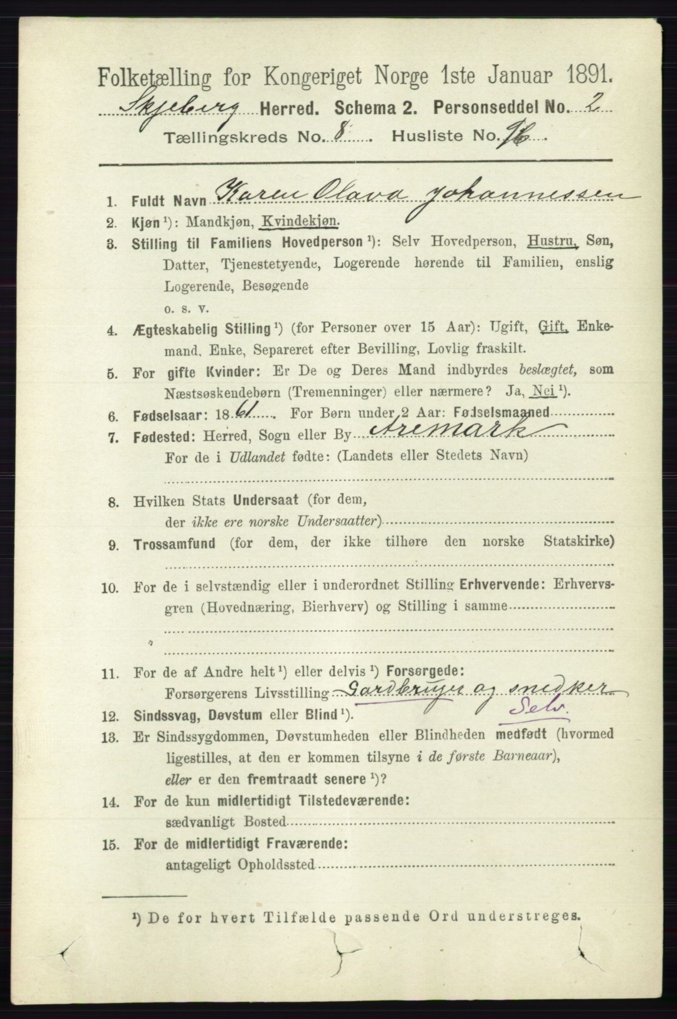 RA, 1891 census for 0115 Skjeberg, 1891, p. 4572