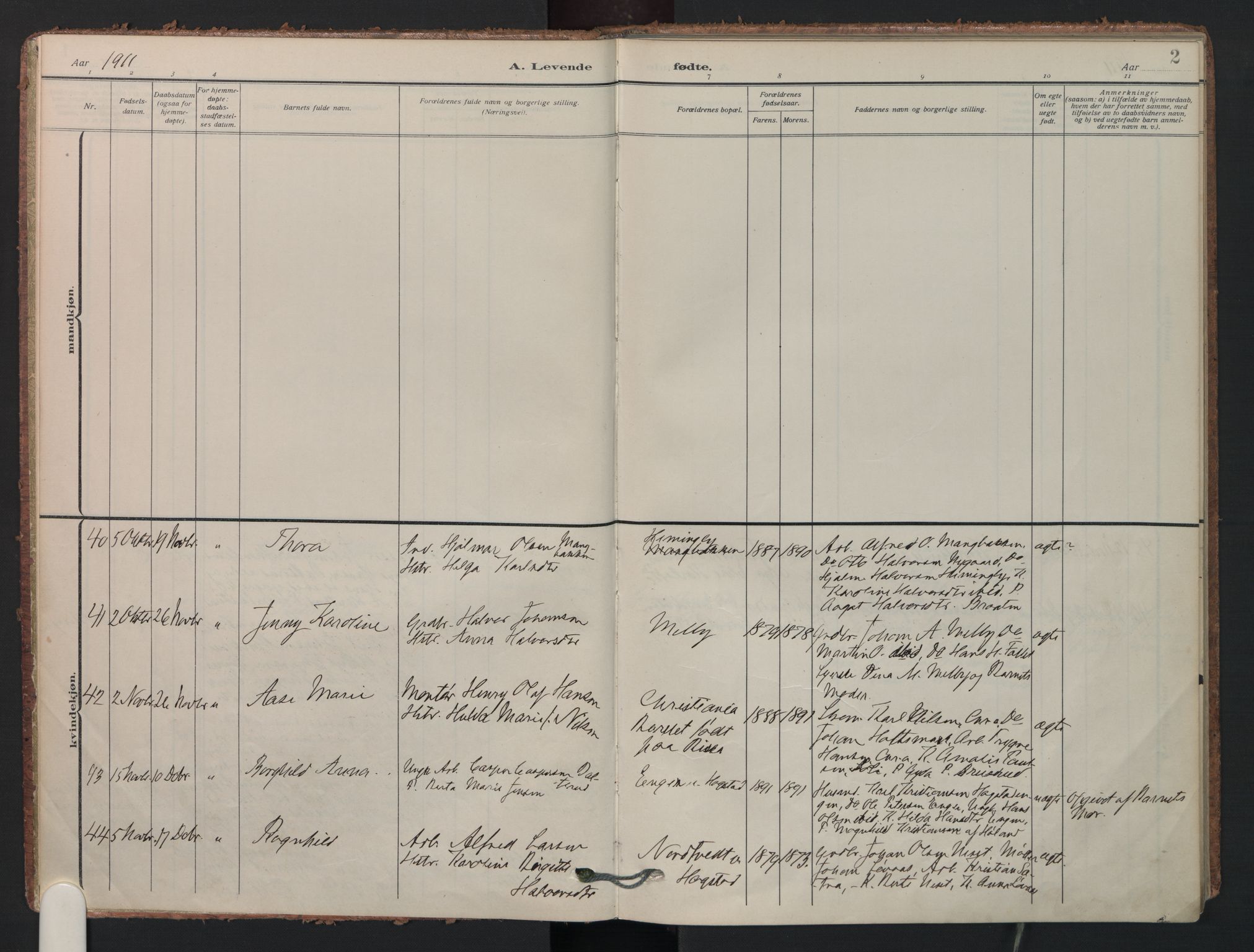 Aurskog prestekontor Kirkebøker, SAO/A-10304a/F/Fa/L0014: Parish register (official) no. I 14, 1911-1926, p. 2