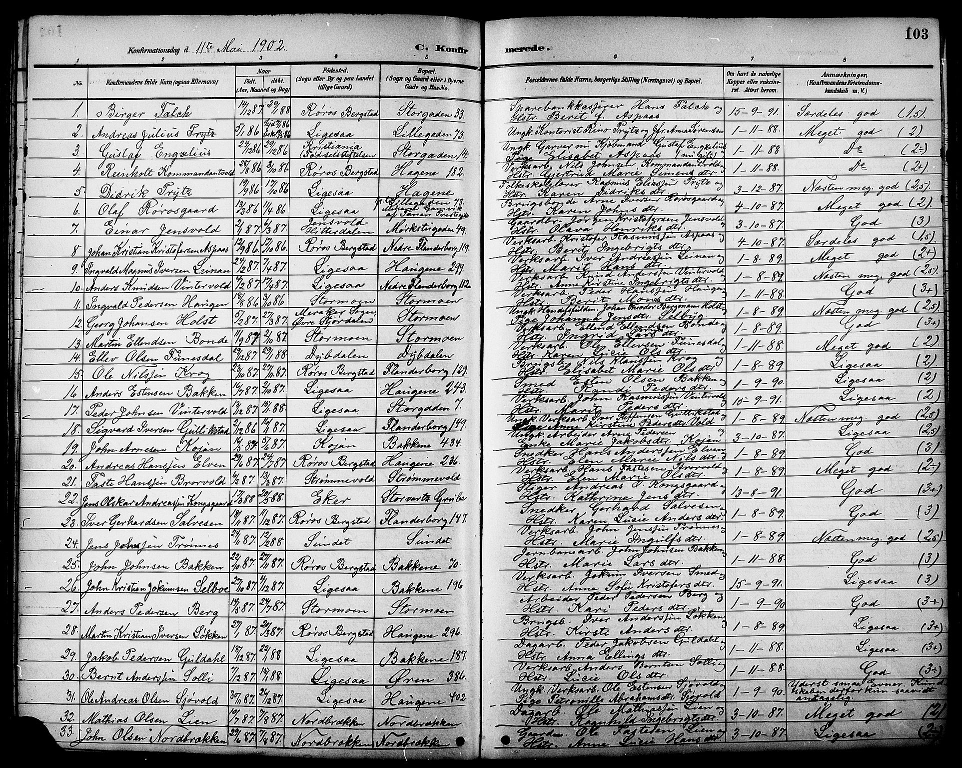 Ministerialprotokoller, klokkerbøker og fødselsregistre - Sør-Trøndelag, SAT/A-1456/681/L0941: Parish register (copy) no. 681C05, 1896-1905, p. 103